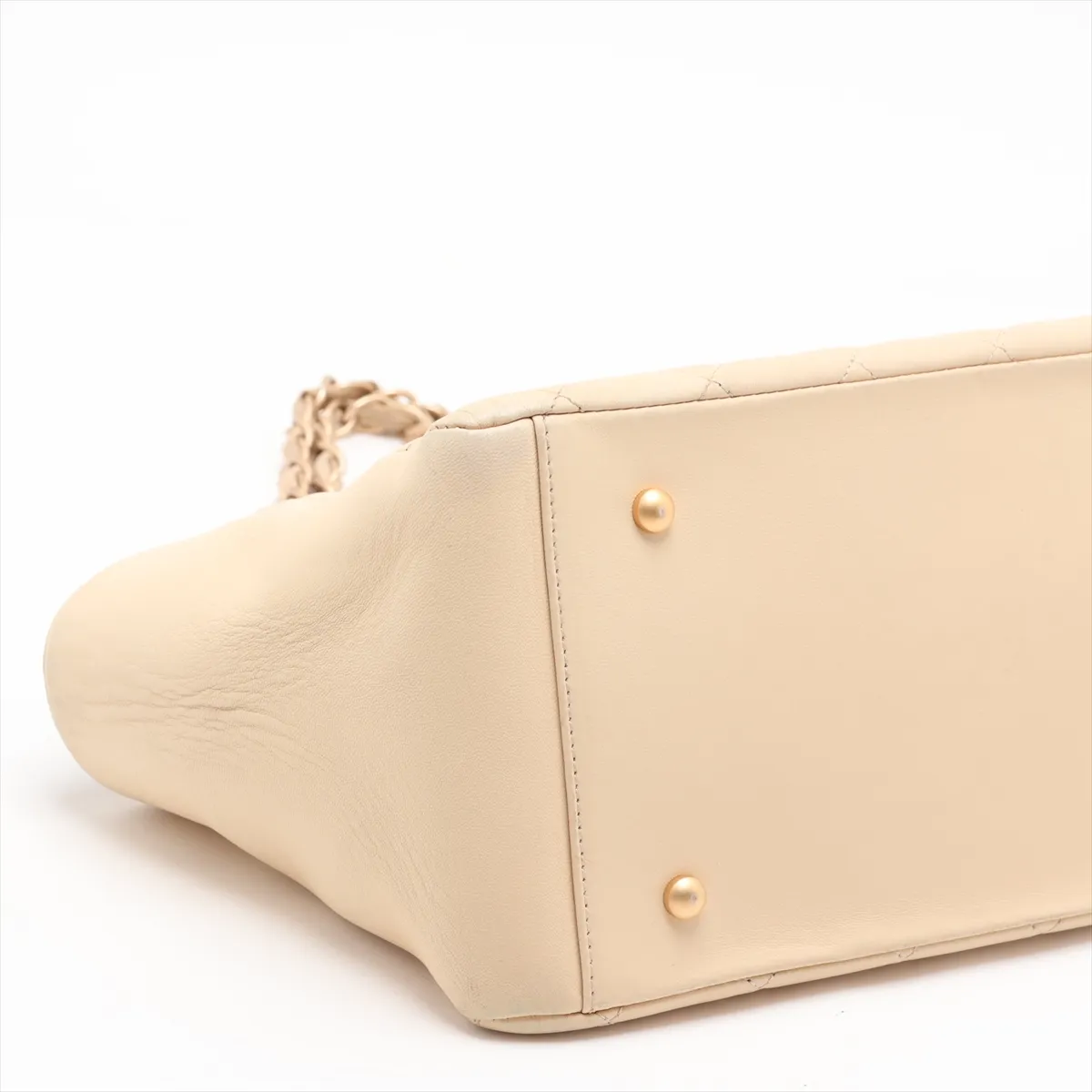 PTT Lambskin Chain Shoulder Bag, Beige, Gold Hardware, 6564209, Series 6 — view 4