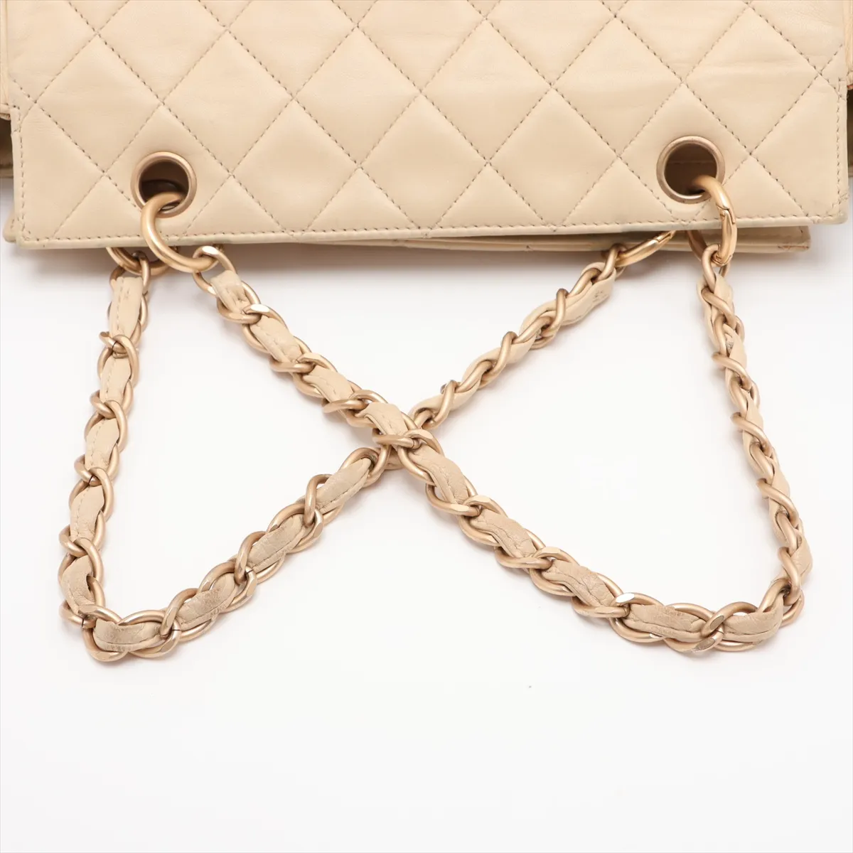 PTT Lambskin Chain Shoulder Bag, Beige, Gold Hardware, 6564209, Series 6 — view 5