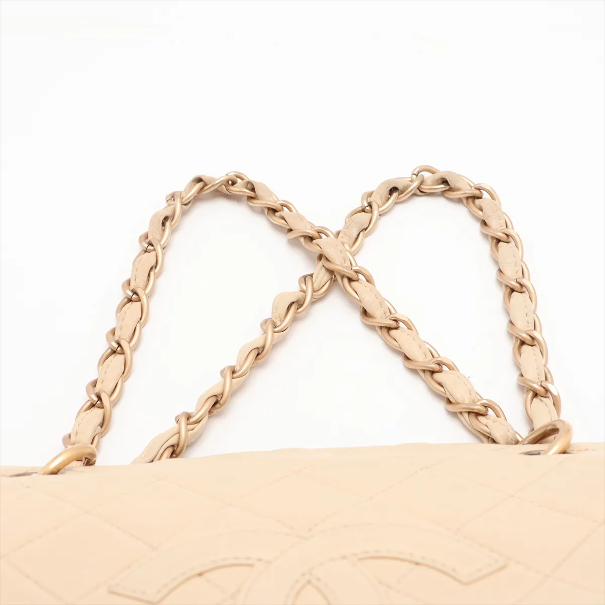 PTT Lambskin Chain Shoulder Bag, Beige, Gold Hardware, 6564209, Series 6 — view 6
