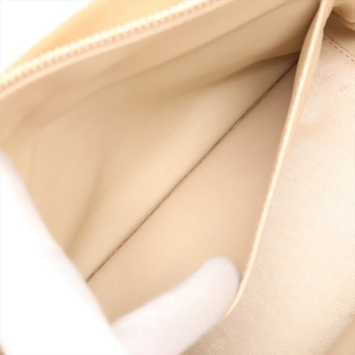 PTT Lambskin Chain Shoulder Bag, Beige, Gold Hardware, 6564209, Series 6 — view 9