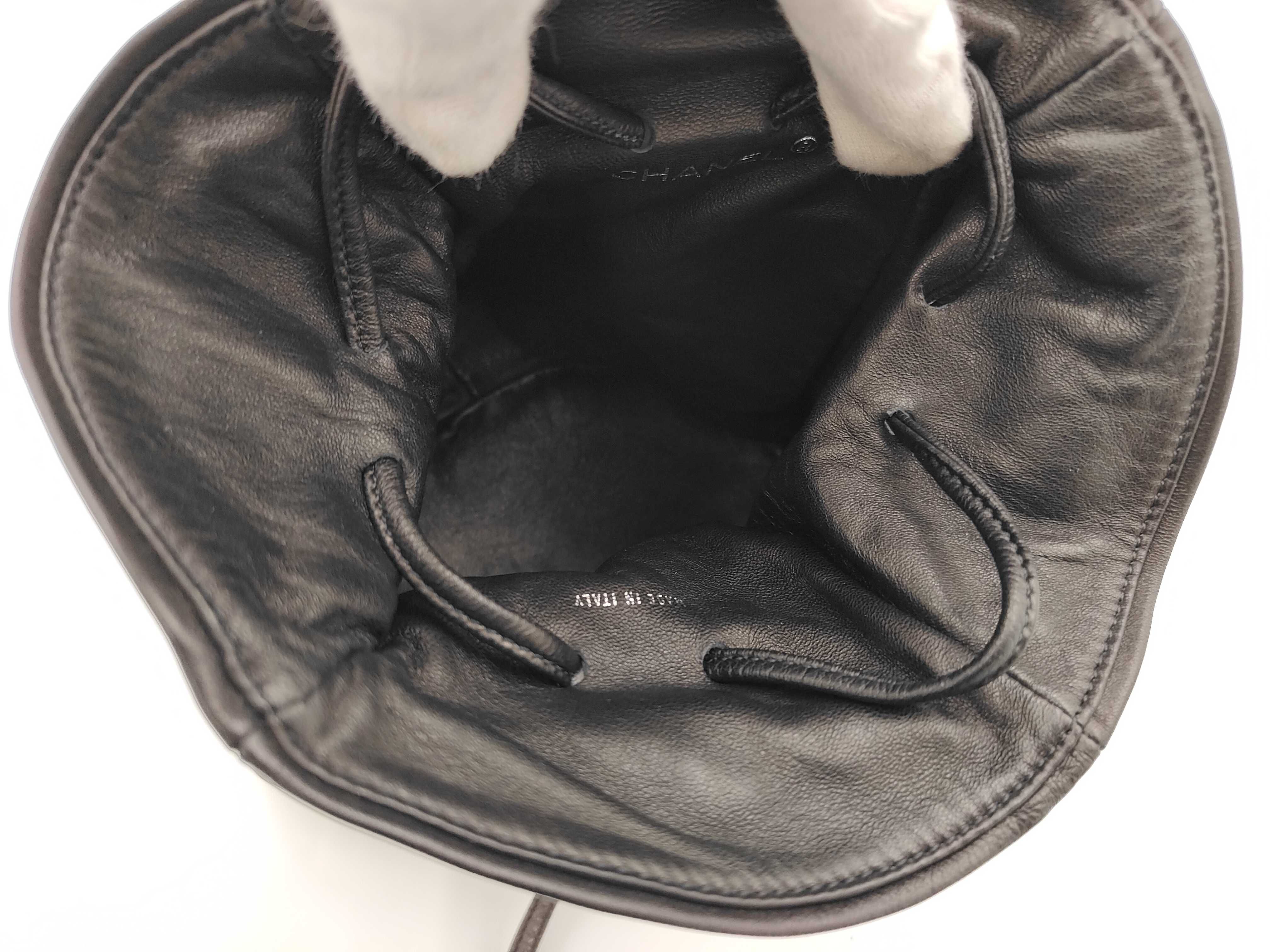 Lambskin Black Drawstring Bag — view 9