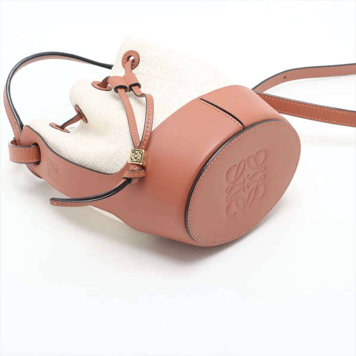 Repeat Anagram Balloon Bag, Canvas x Leather Shoulder Bag, Beige x Brown — view 4