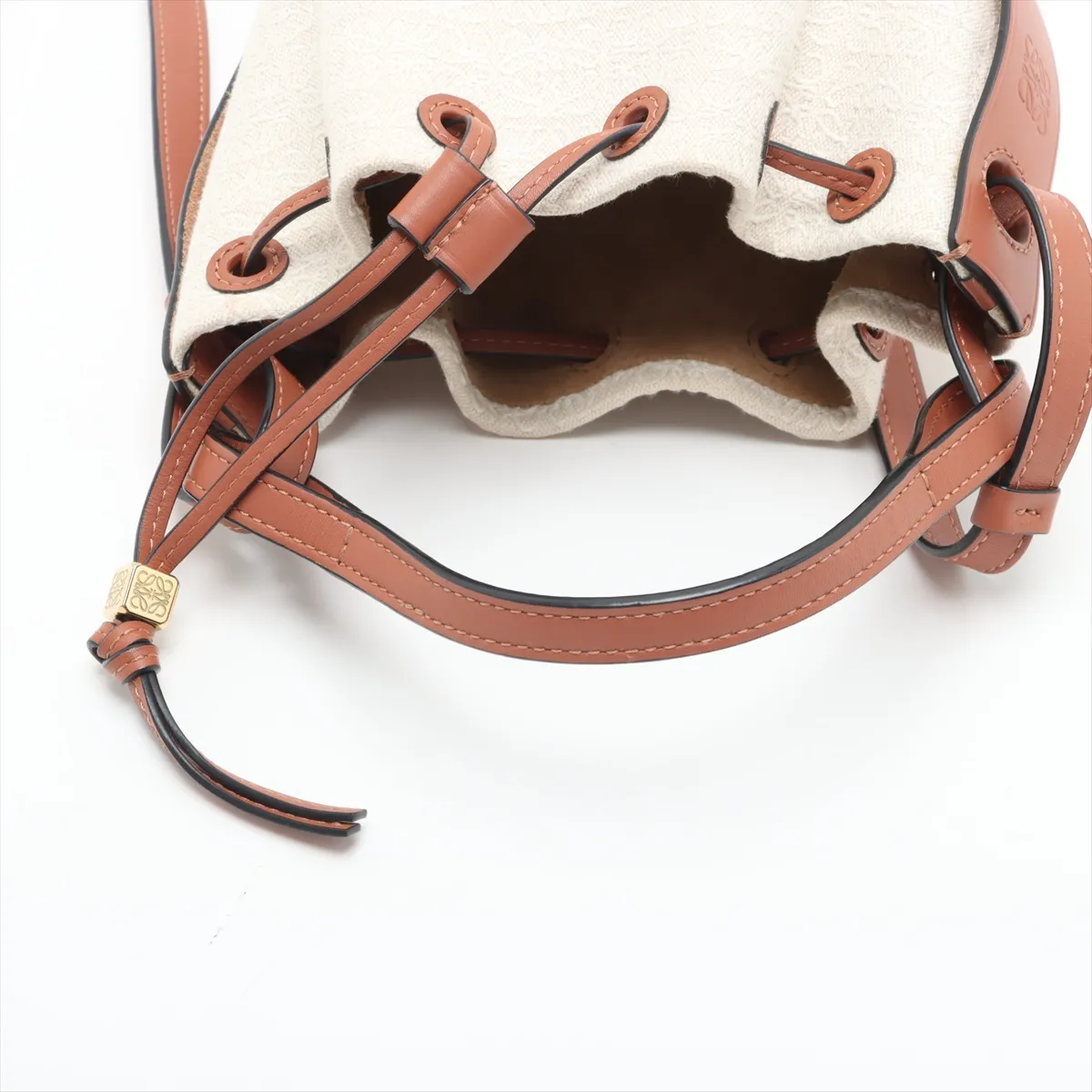 Repeat Anagram Balloon Bag, Canvas x Leather Shoulder Bag, Beige x Brown — view 5
