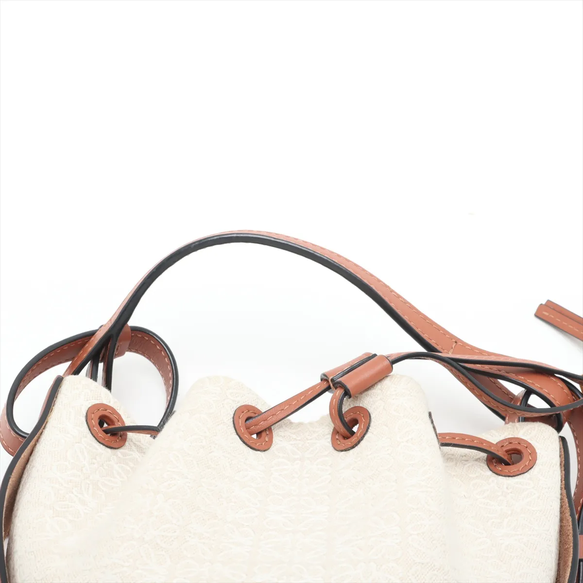 Repeat Anagram Balloon Bag, Canvas x Leather Shoulder Bag, Beige x Brown — view 6
