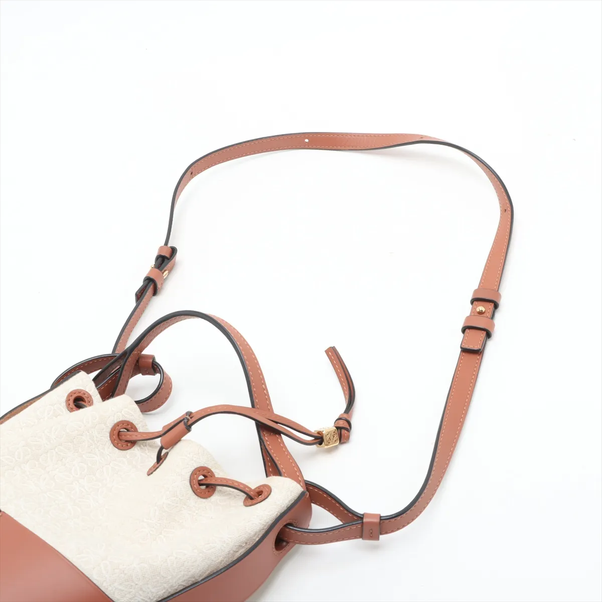 Repeat Anagram Balloon Bag, Canvas x Leather Shoulder Bag, Beige x Brown — view 7