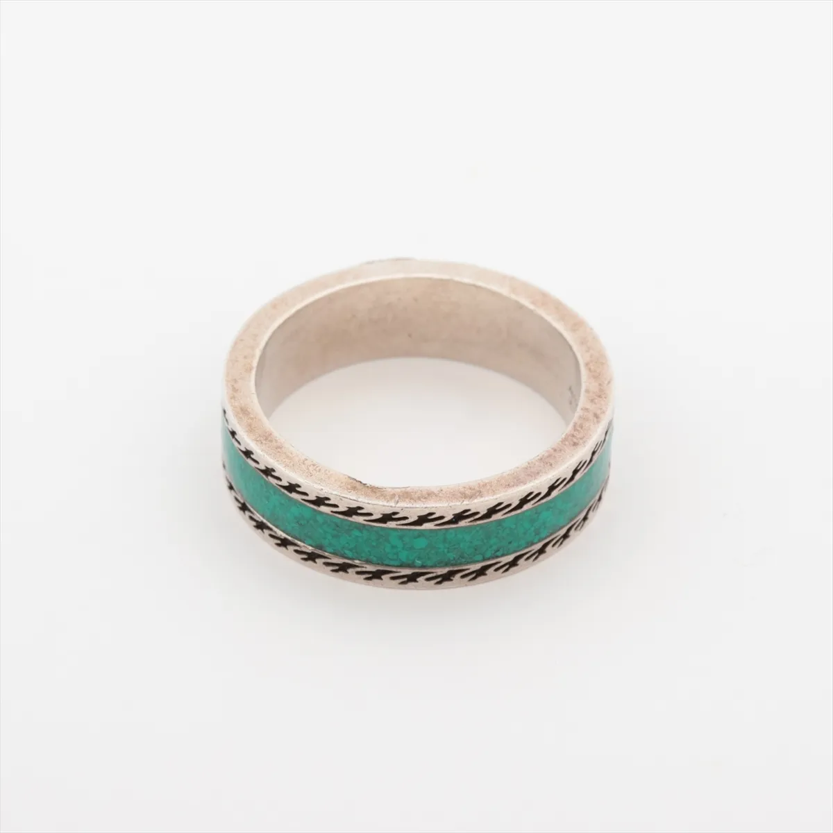 Interlocking G Ring 17 925 x Enamel 5.7g Turquoise Damage — view 2