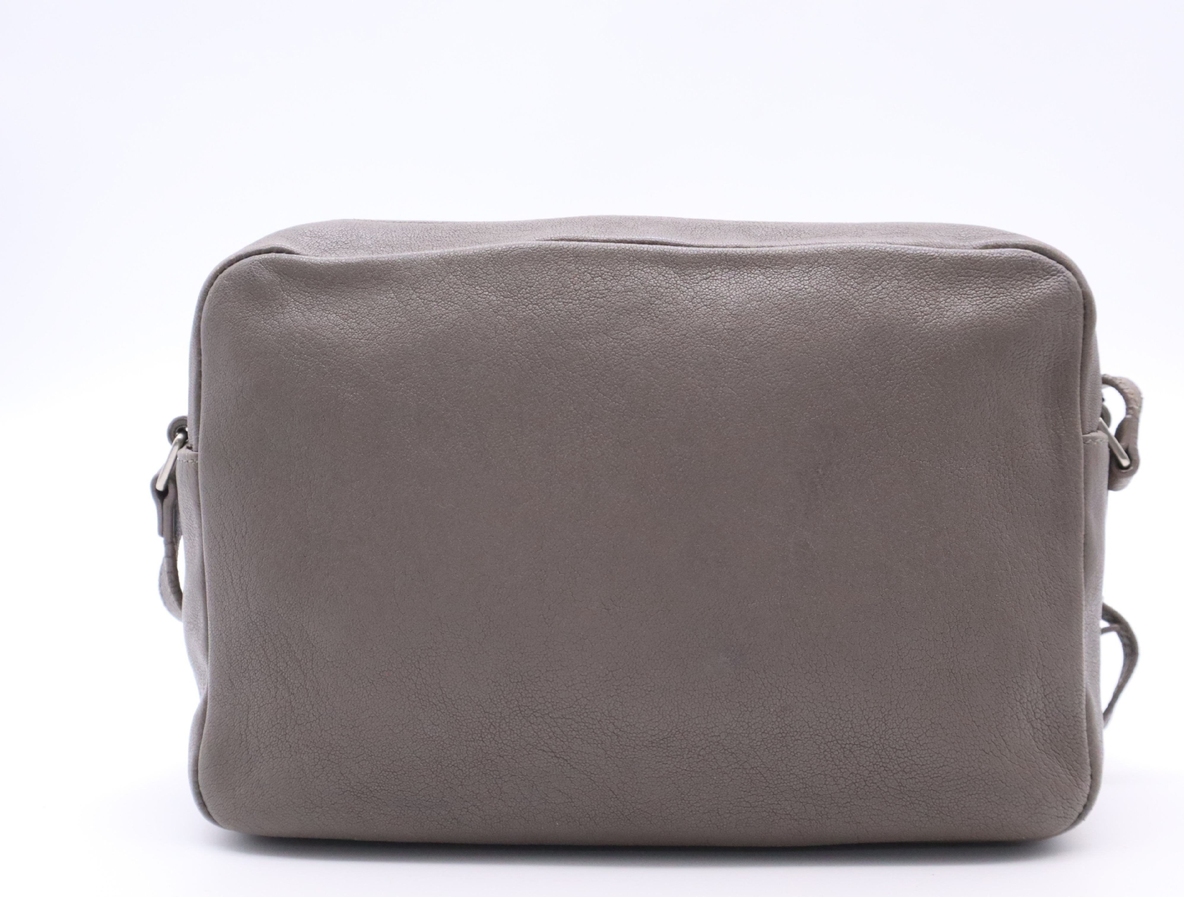 Leather Logo Fringe Shoulder Bag, Gray — view 2