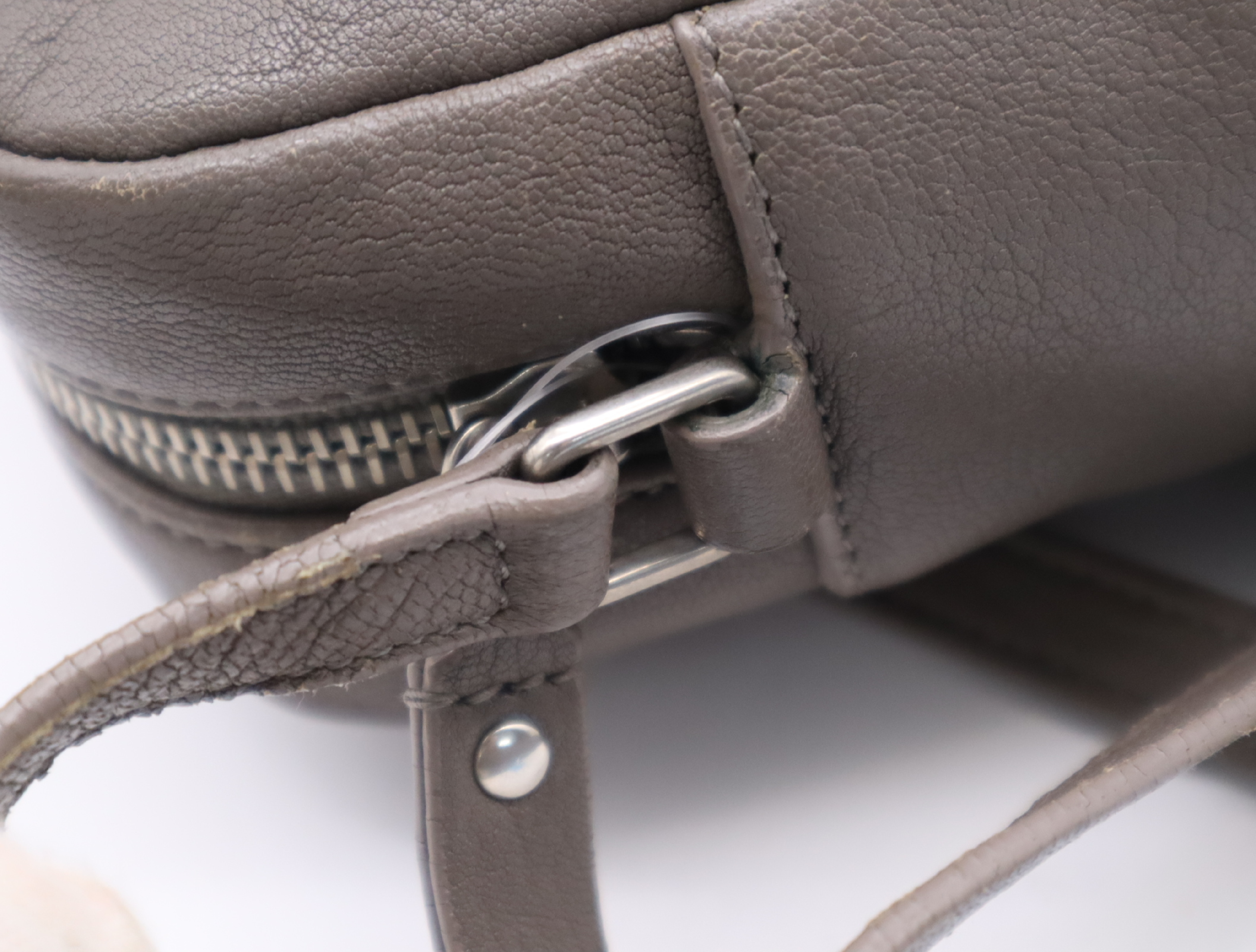 Leather Logo Fringe Shoulder Bag, Gray — view 11