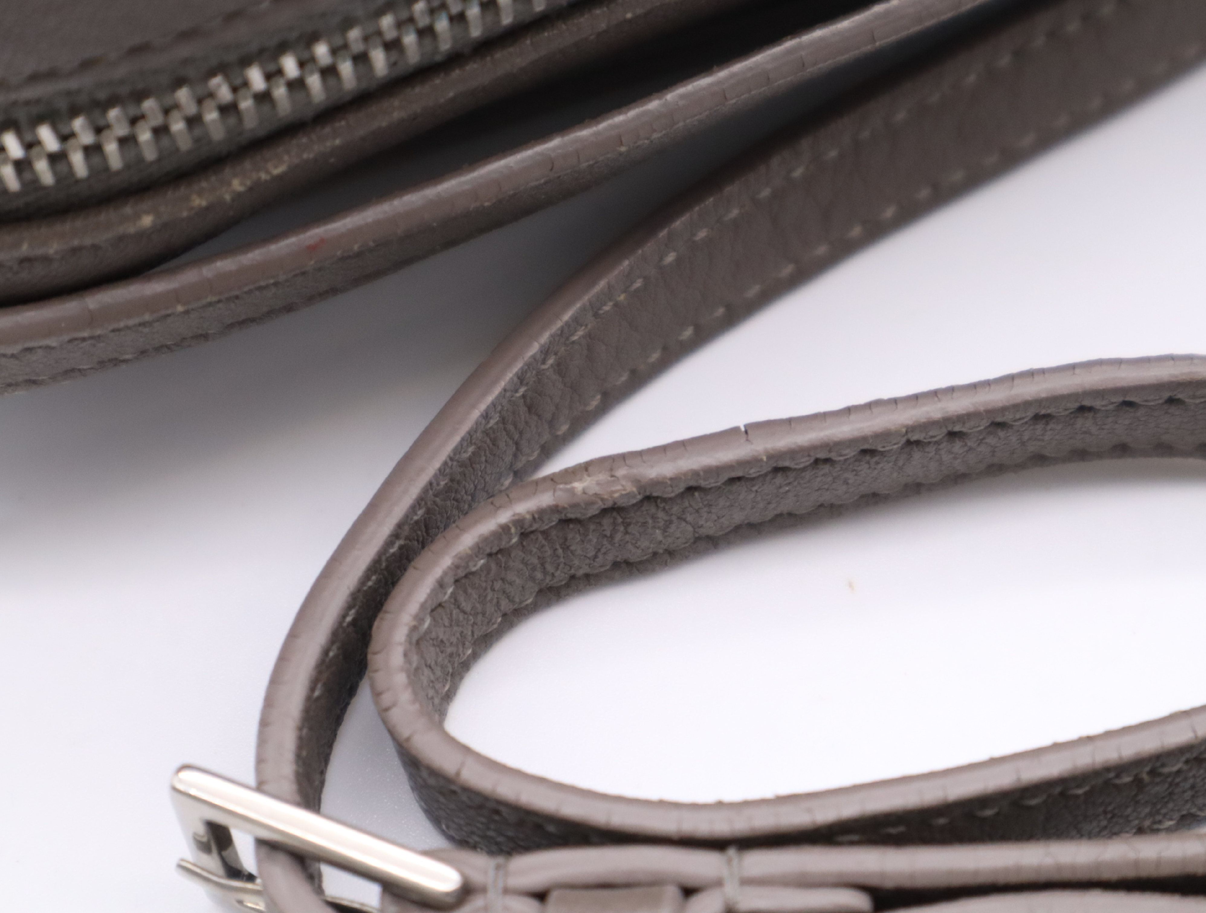 Leather Logo Fringe Shoulder Bag, Gray — view 13