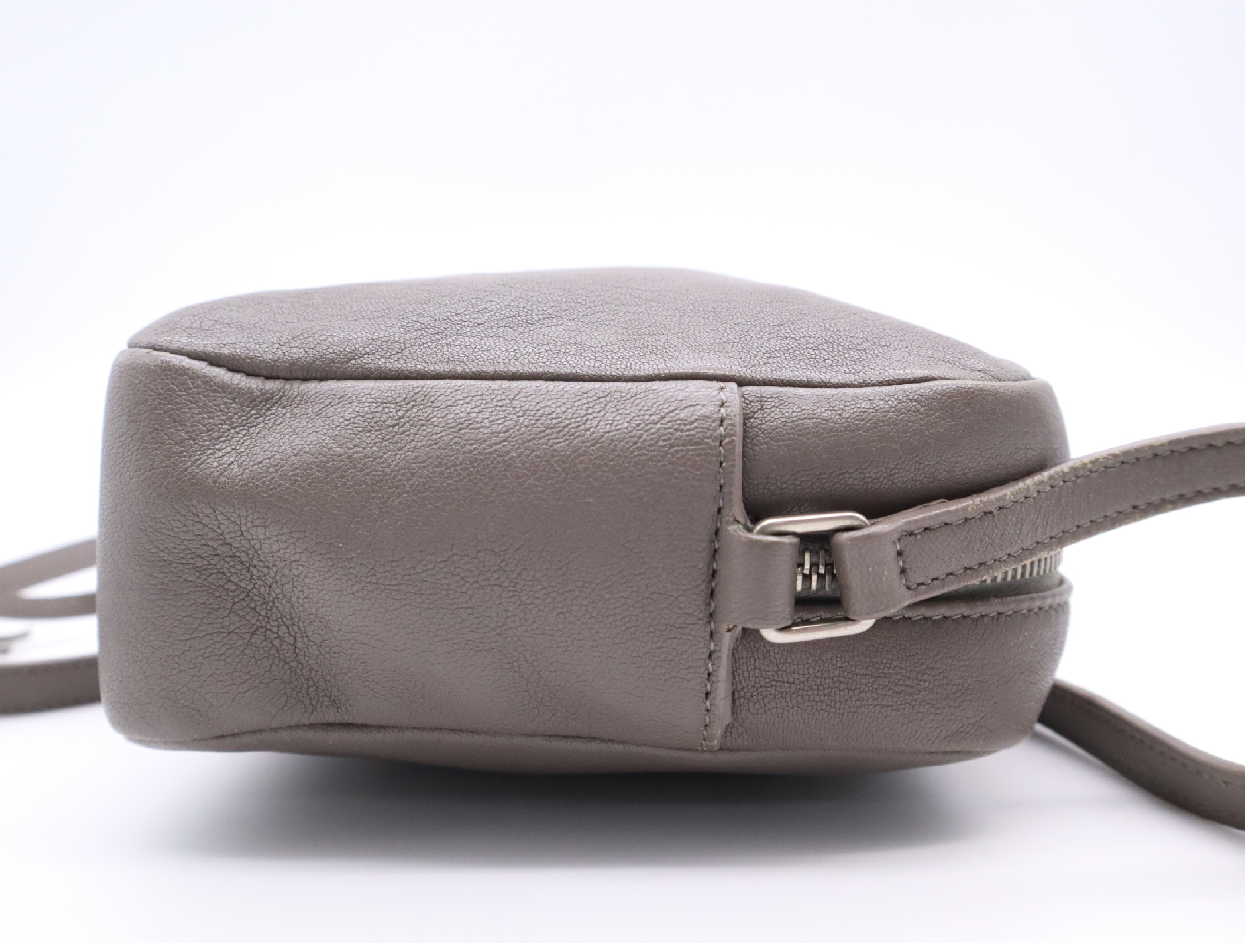 Leather Logo Fringe Shoulder Bag, Gray — view 5