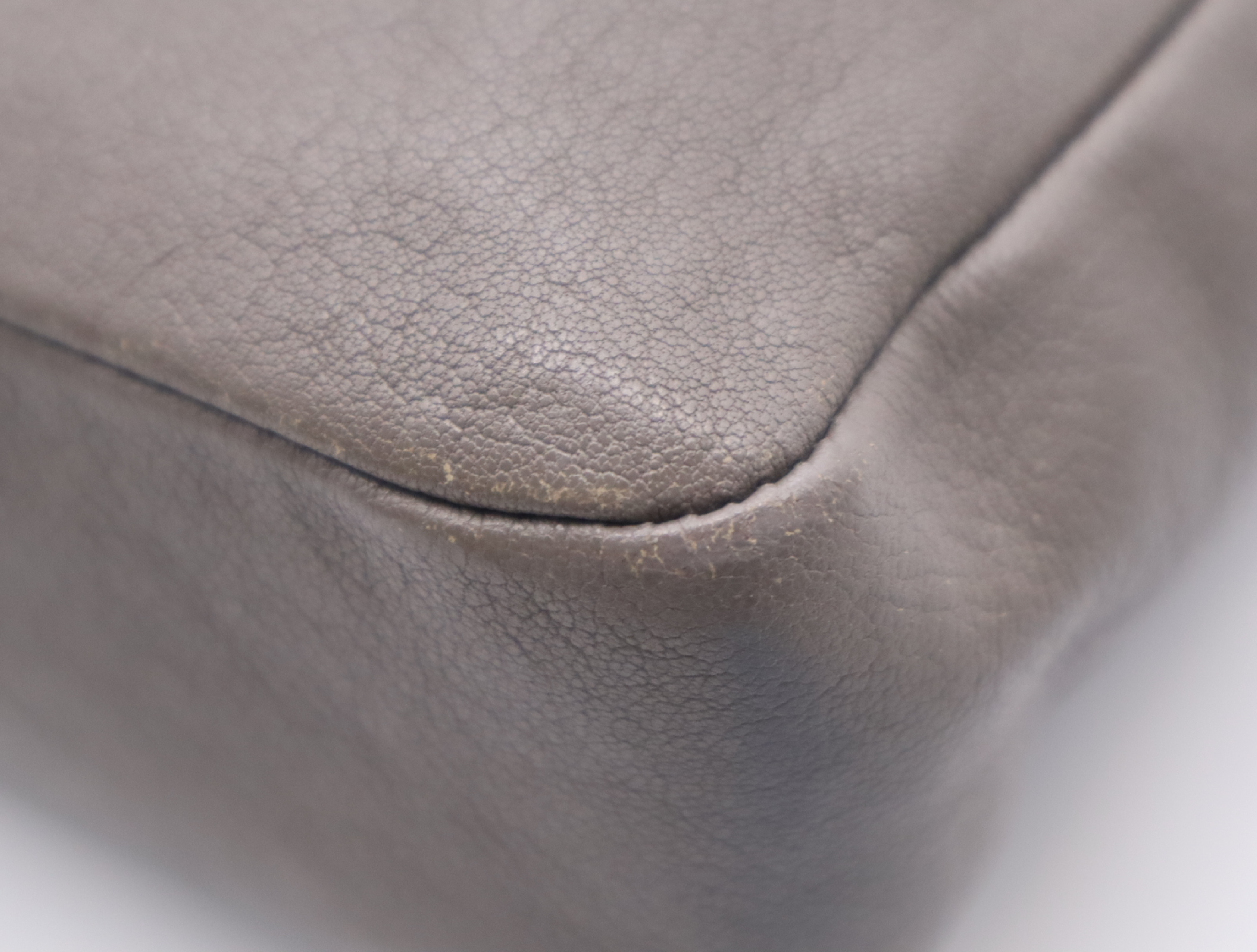 Leather Logo Fringe Shoulder Bag, Gray — view 7