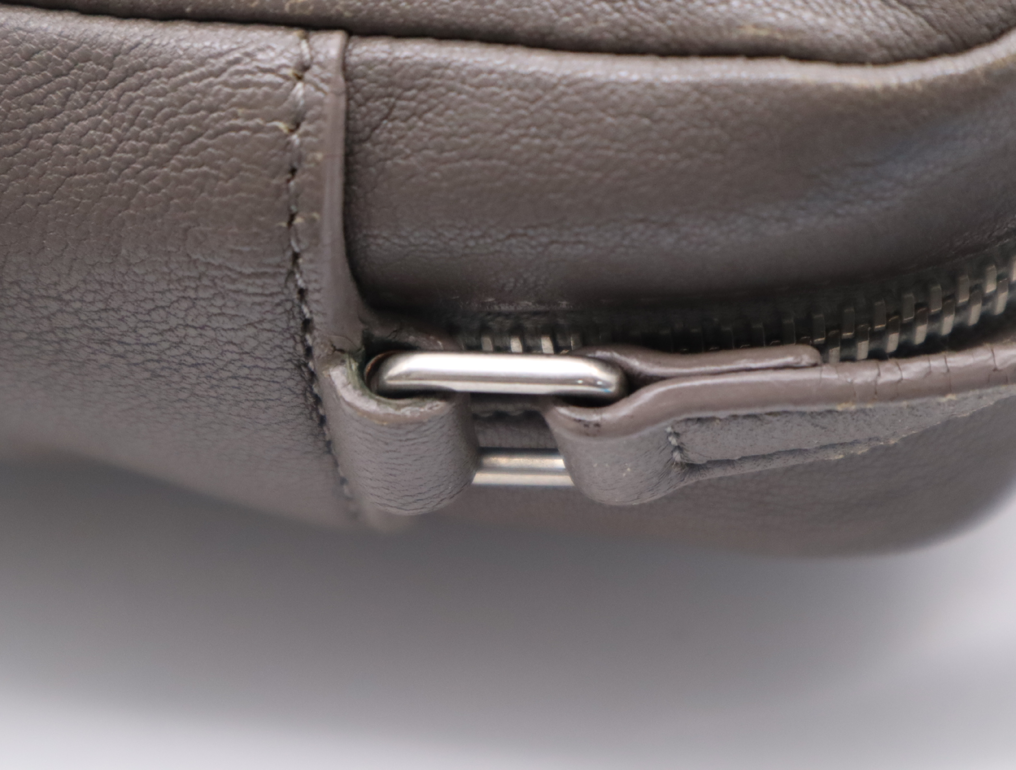 Leather Logo Fringe Shoulder Bag, Gray — view 8