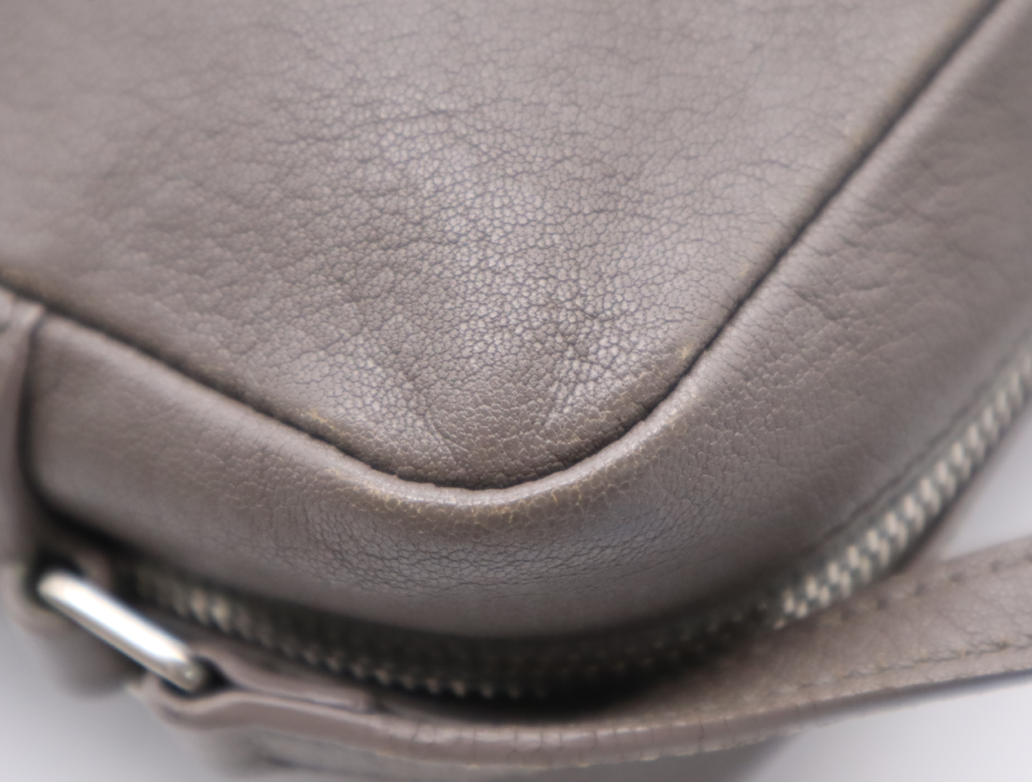 Leather Logo Fringe Shoulder Bag, Gray — view 9