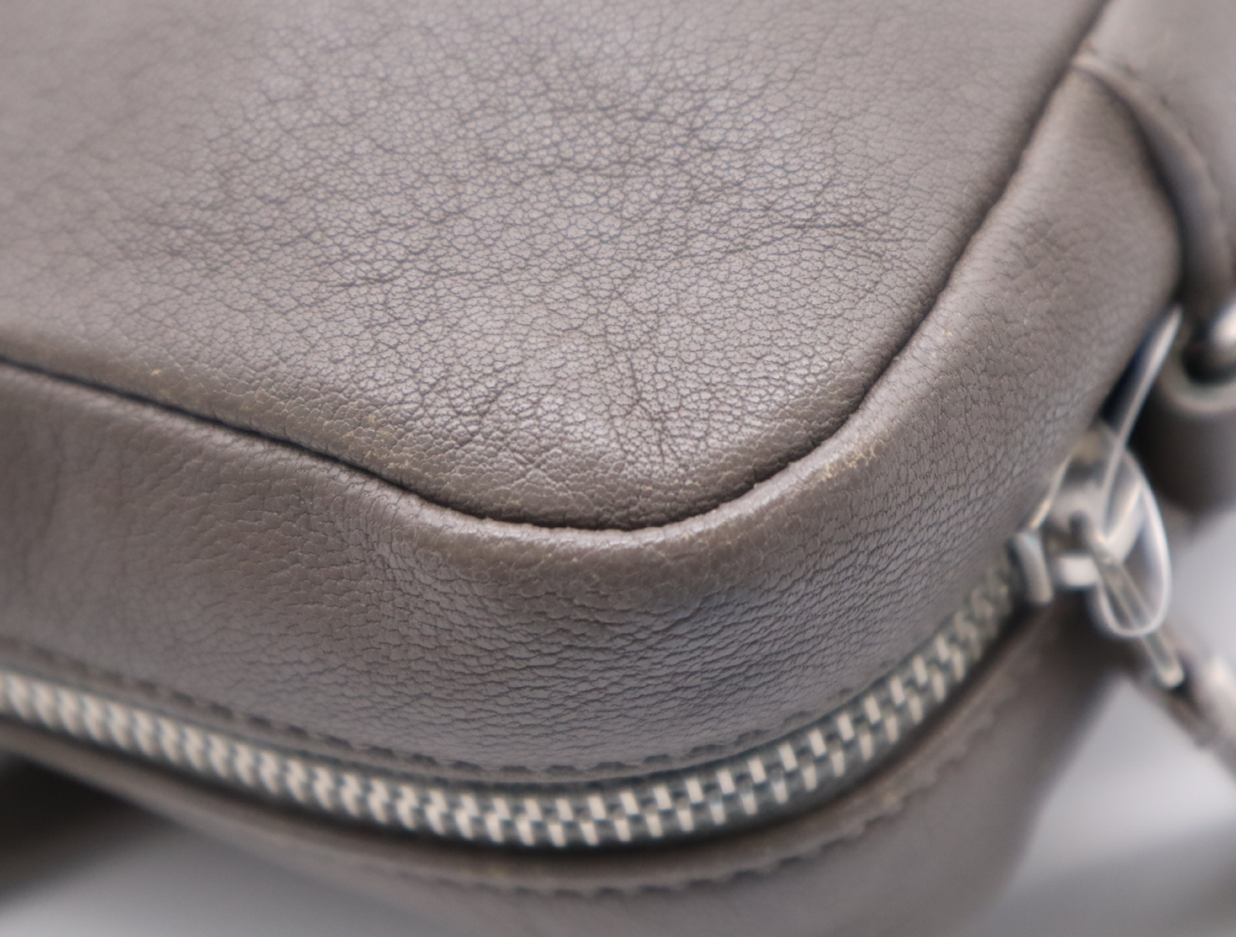 Leather Logo Fringe Shoulder Bag, Gray — view 10