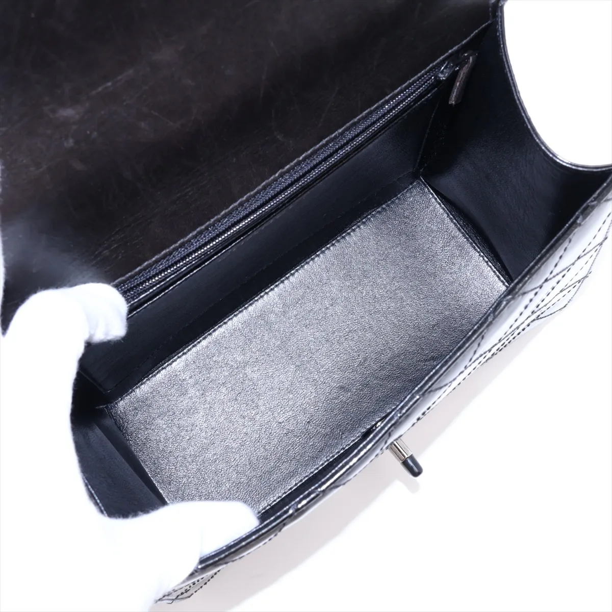 Wild Stitch Patent Leather Handbag, Black, Black Hardware, 5035451, Series 5 — view 7