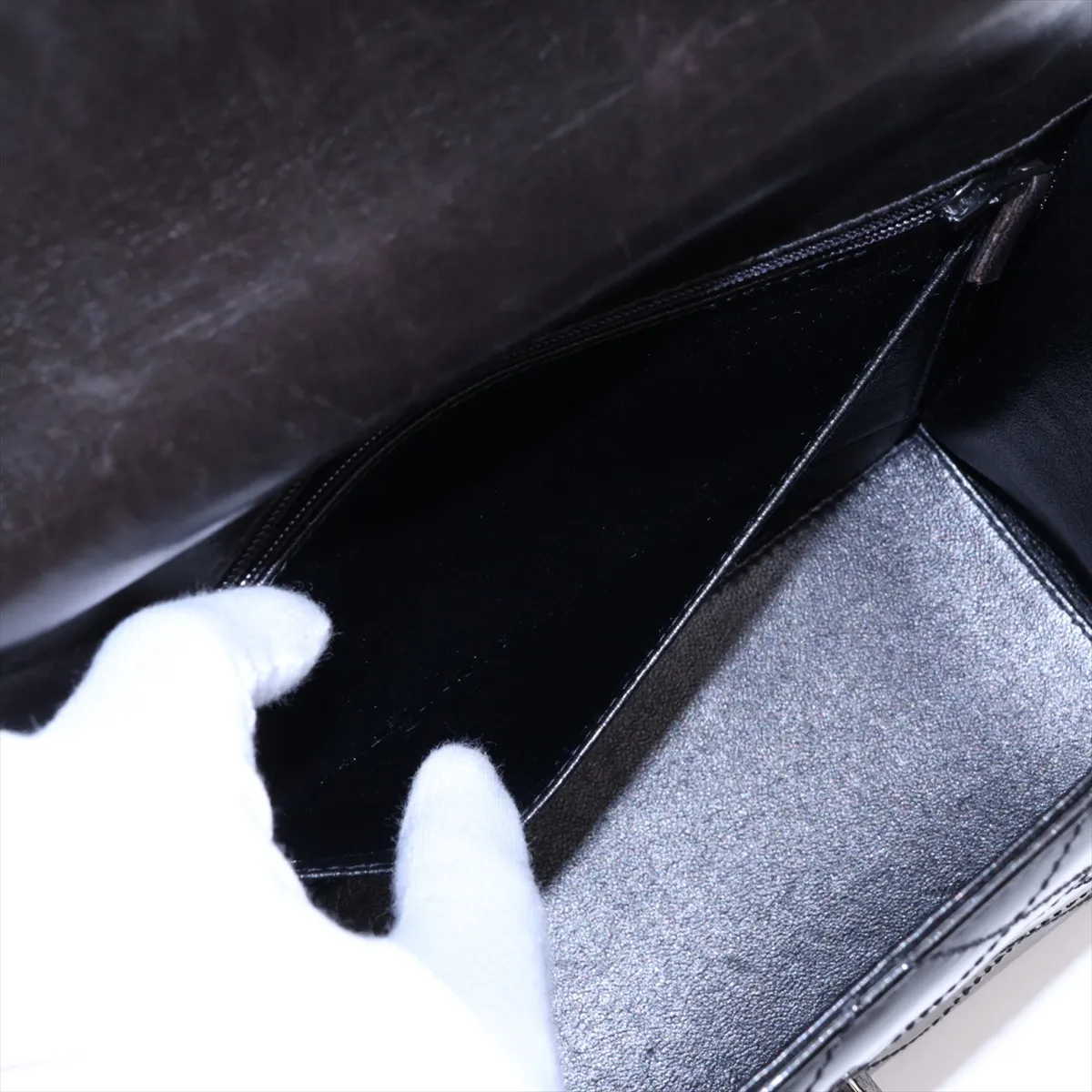Wild Stitch Patent Leather Handbag, Black, Black Hardware, 5035451, Series 5 — view 9