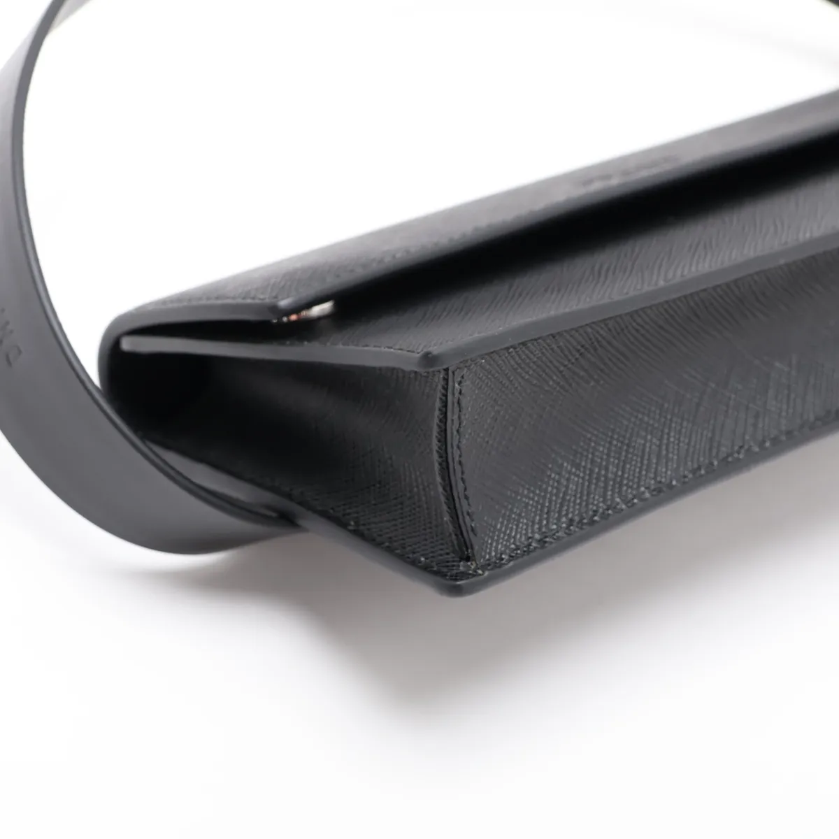 Saffiano Leather Waist Pouch, Black — view 4