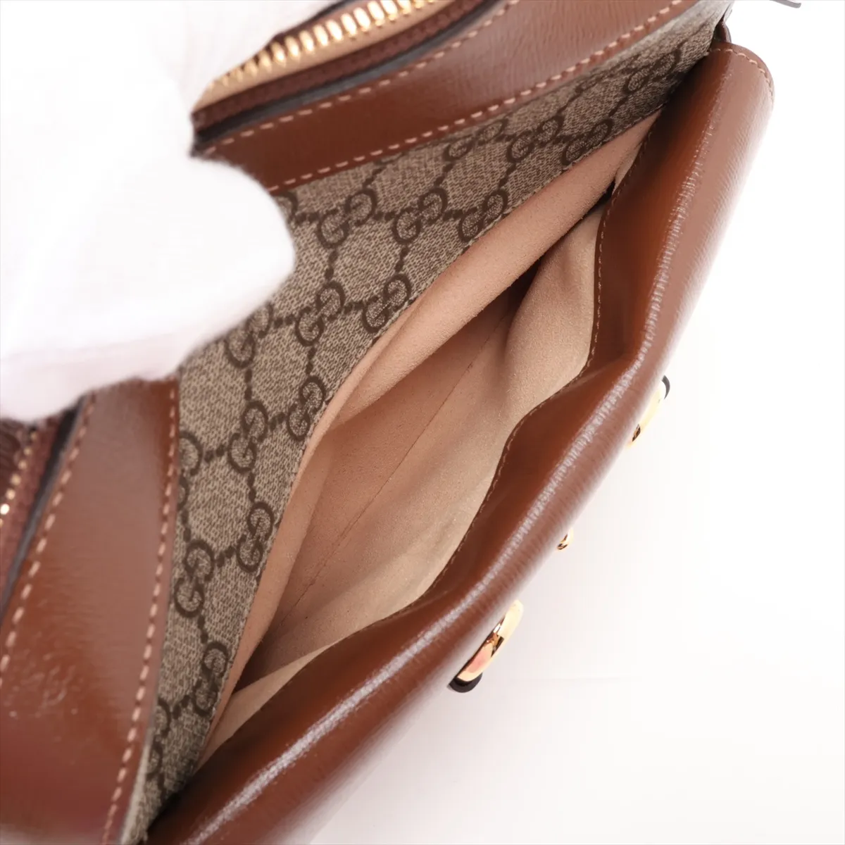 GG Supreme Horsebit 645454 PVC x Leather Shoulder Bag Brown — view 8