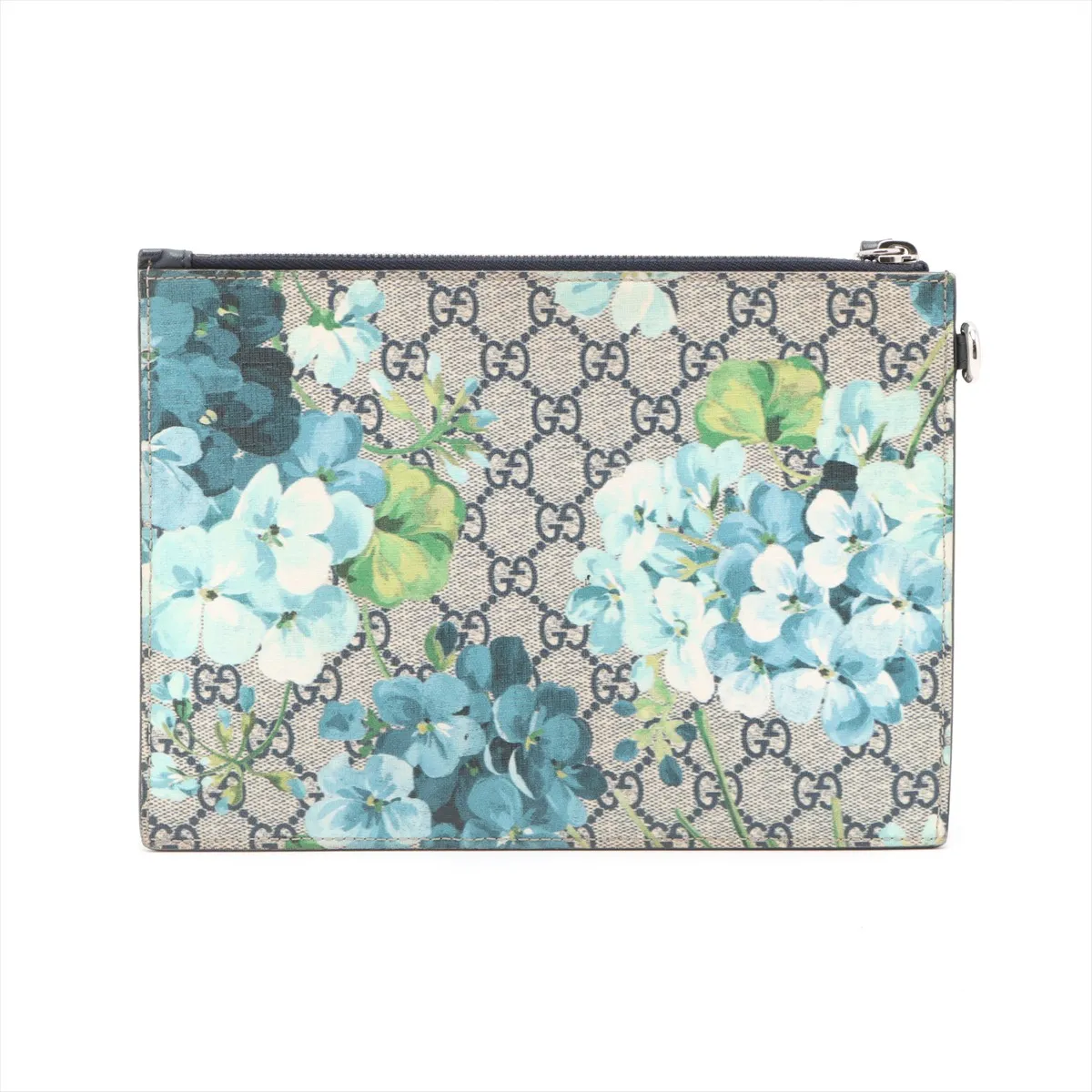 GG Blooms PVC x Leather Clutch Bag Blue x Beige 411691 — view 2