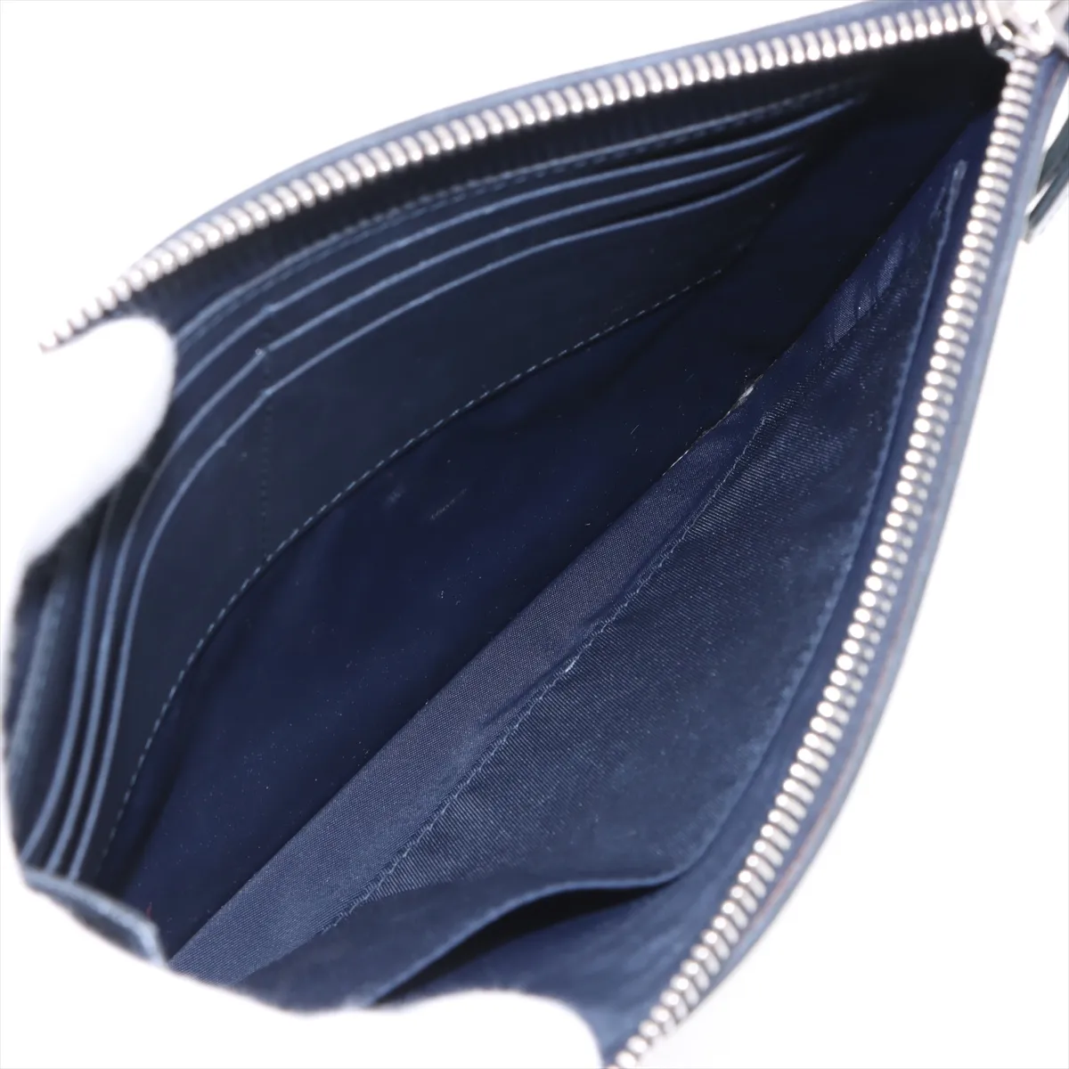 GG Blooms PVC x Leather Clutch Bag Blue x Beige 411691 — view 5