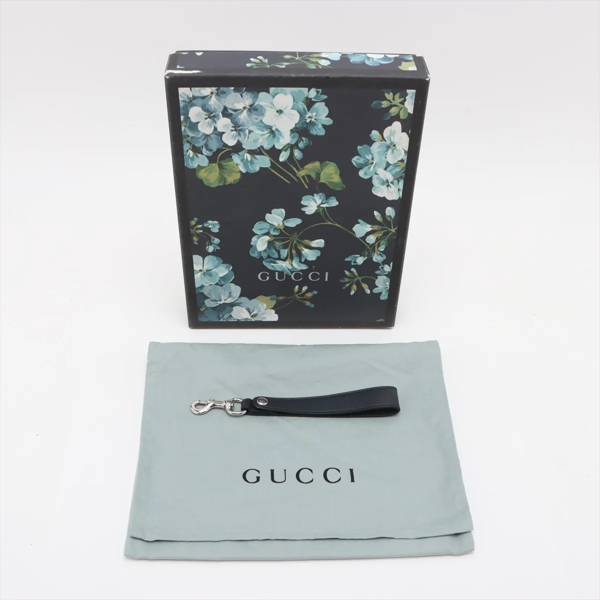 GG Blooms PVC x Leather Clutch Bag Blue x Beige 411691 — view 8