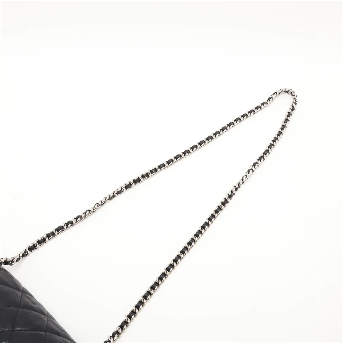 Matelassé Leather Chain Shoulder Bag, Chain Around, Black, Silver Hardware, 16590114, Serial Number 16 — view 5