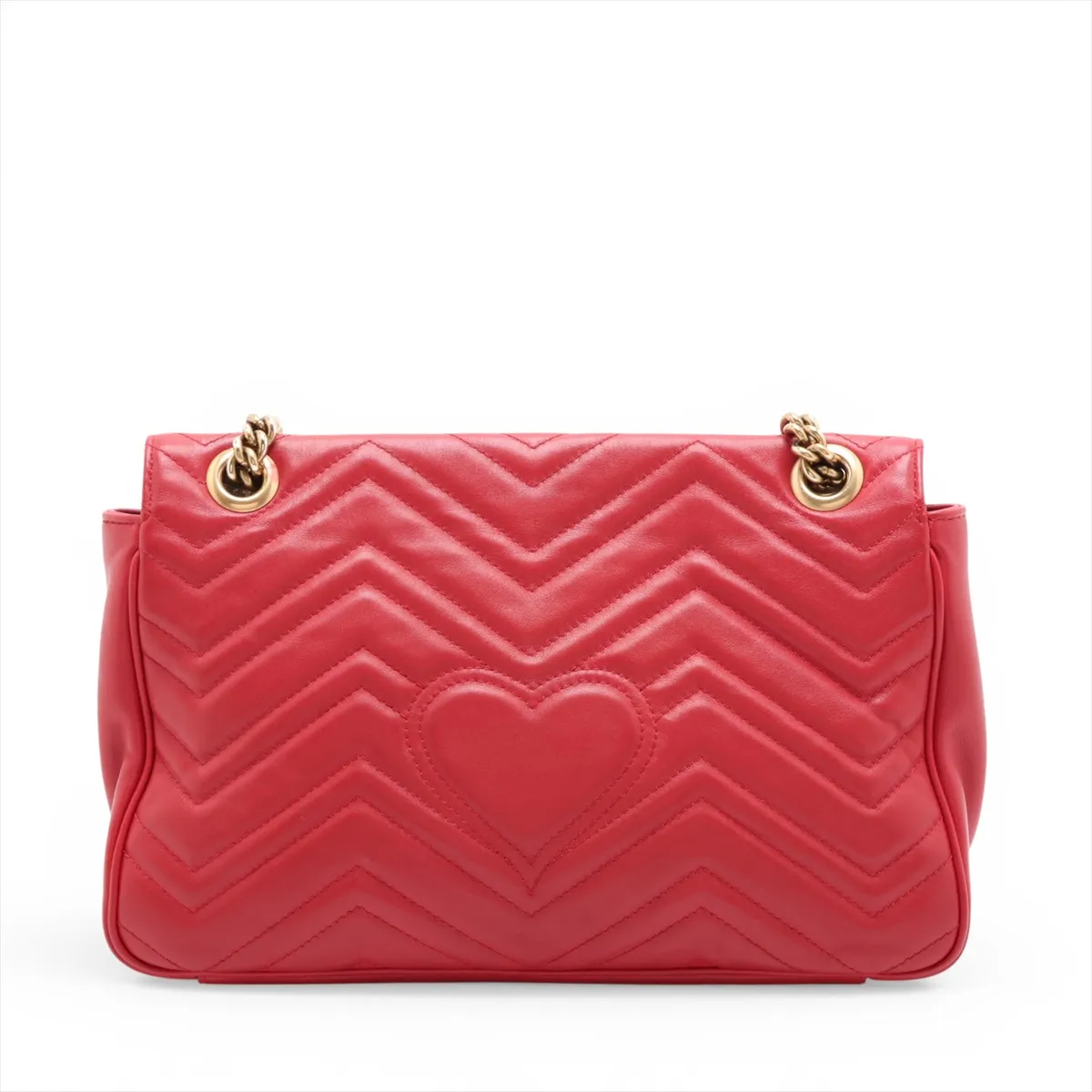 GG Marmont 443496 Leather Chain Shoulder Bag, Red — view 2