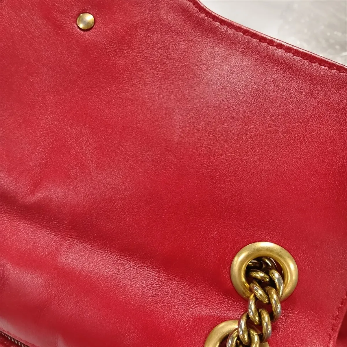 GG Marmont 443496 Leather Chain Shoulder Bag, Red — view 12