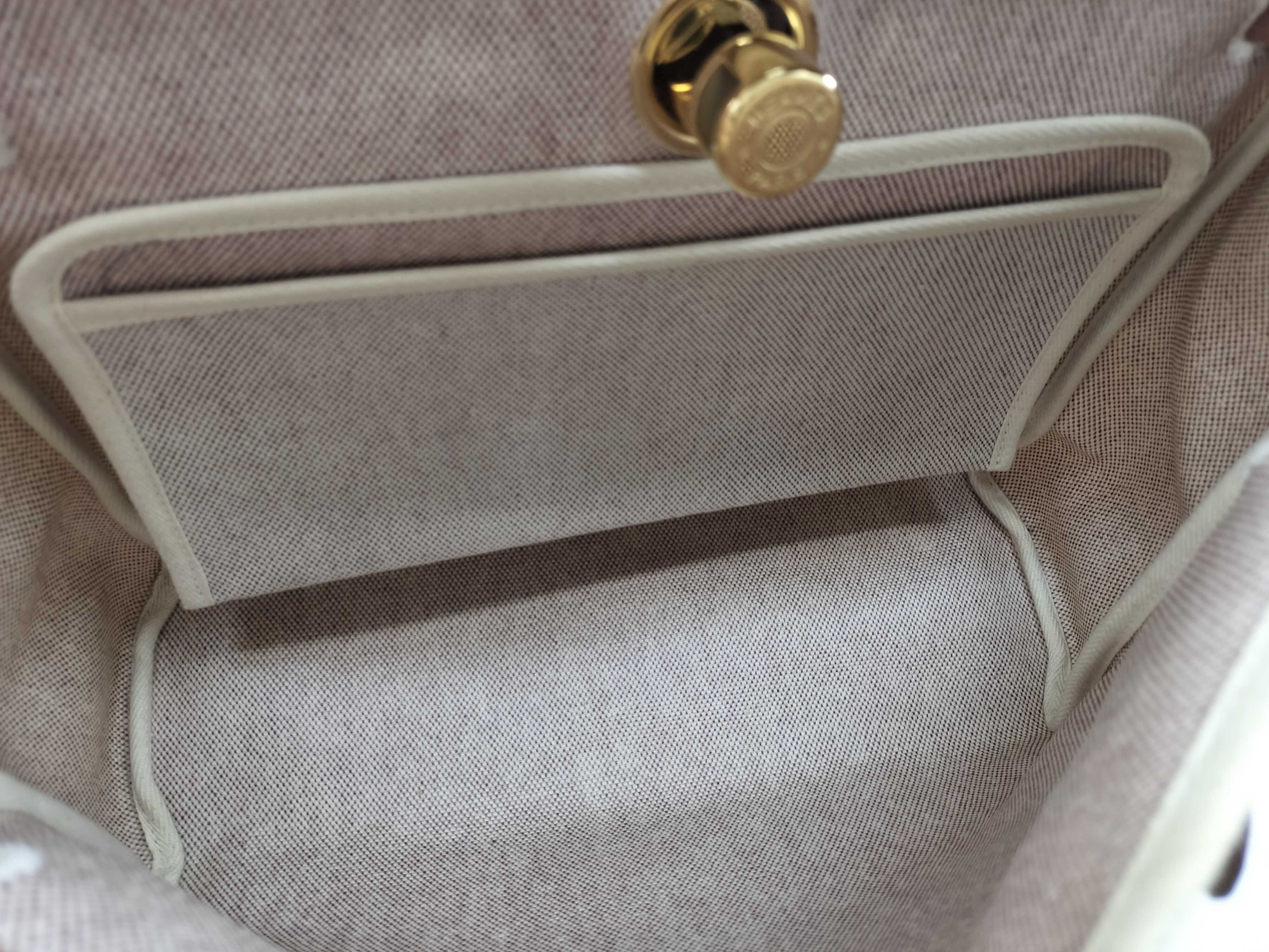 Herbag Canvas x Leather Herbag Brown Gold Hardware ?E Handbag — view 12