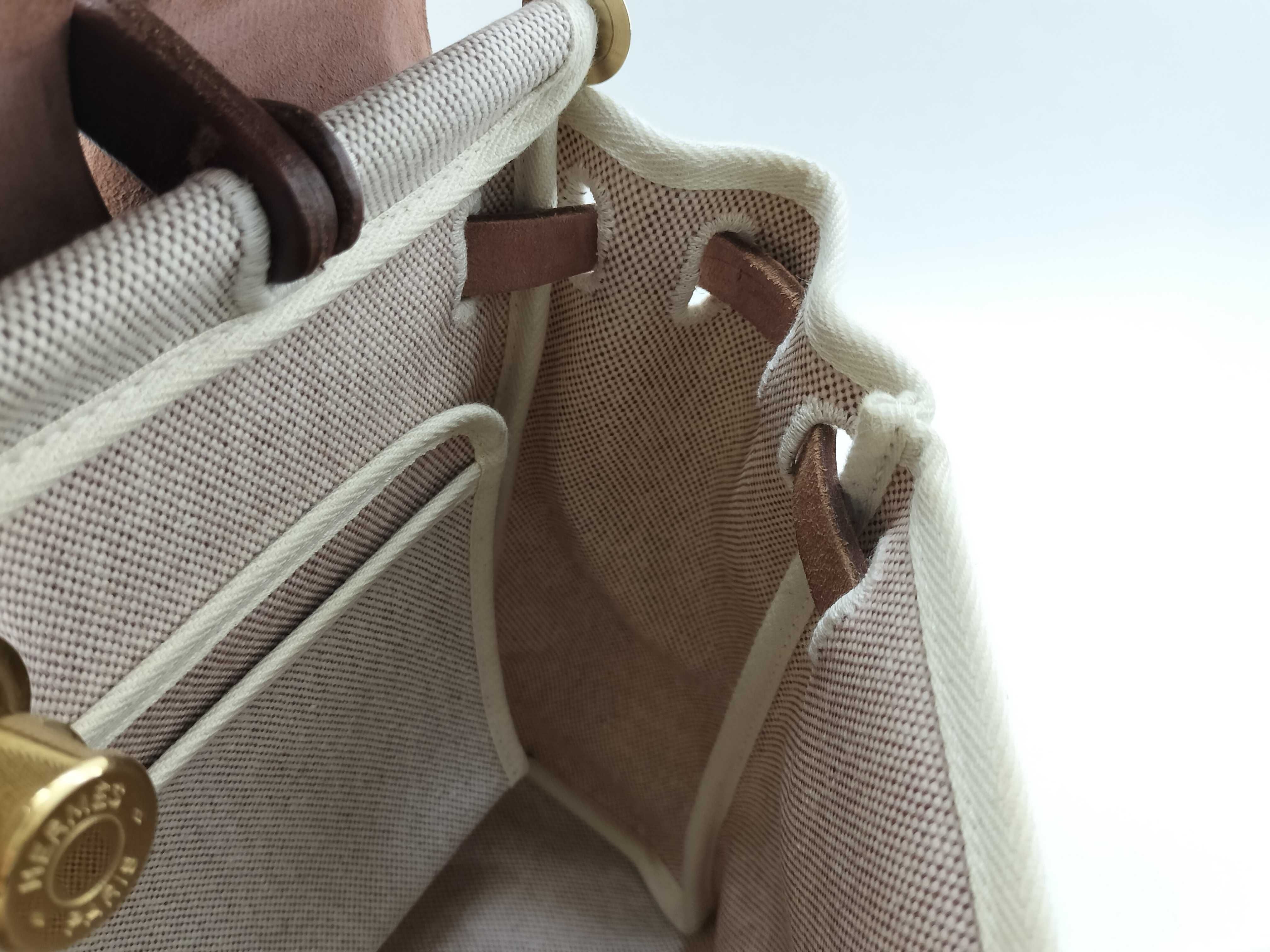 Herbag Canvas x Leather Herbag Brown Gold Hardware ?E Handbag — view 13