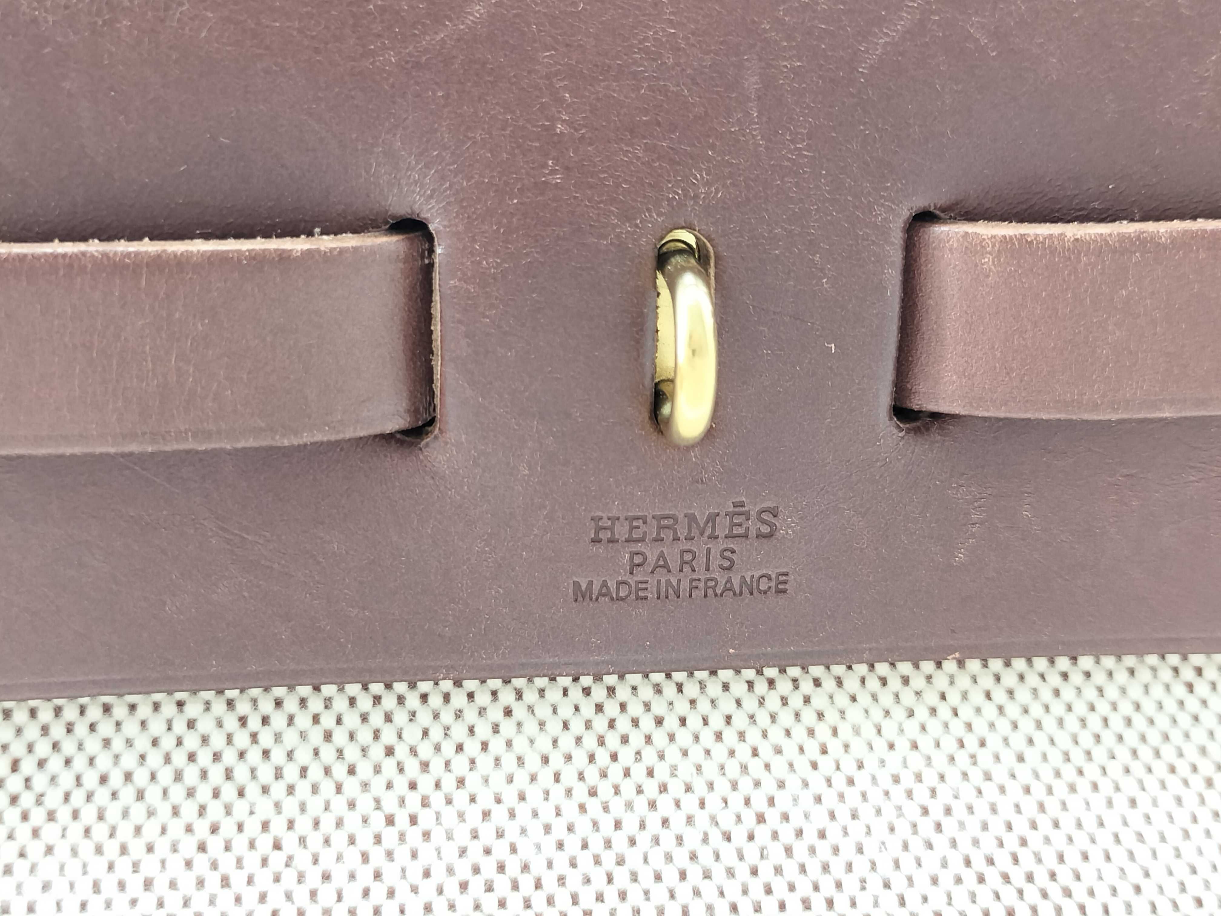 Herbag Canvas x Leather Herbag Brown Gold Hardware ?E Handbag — view 4