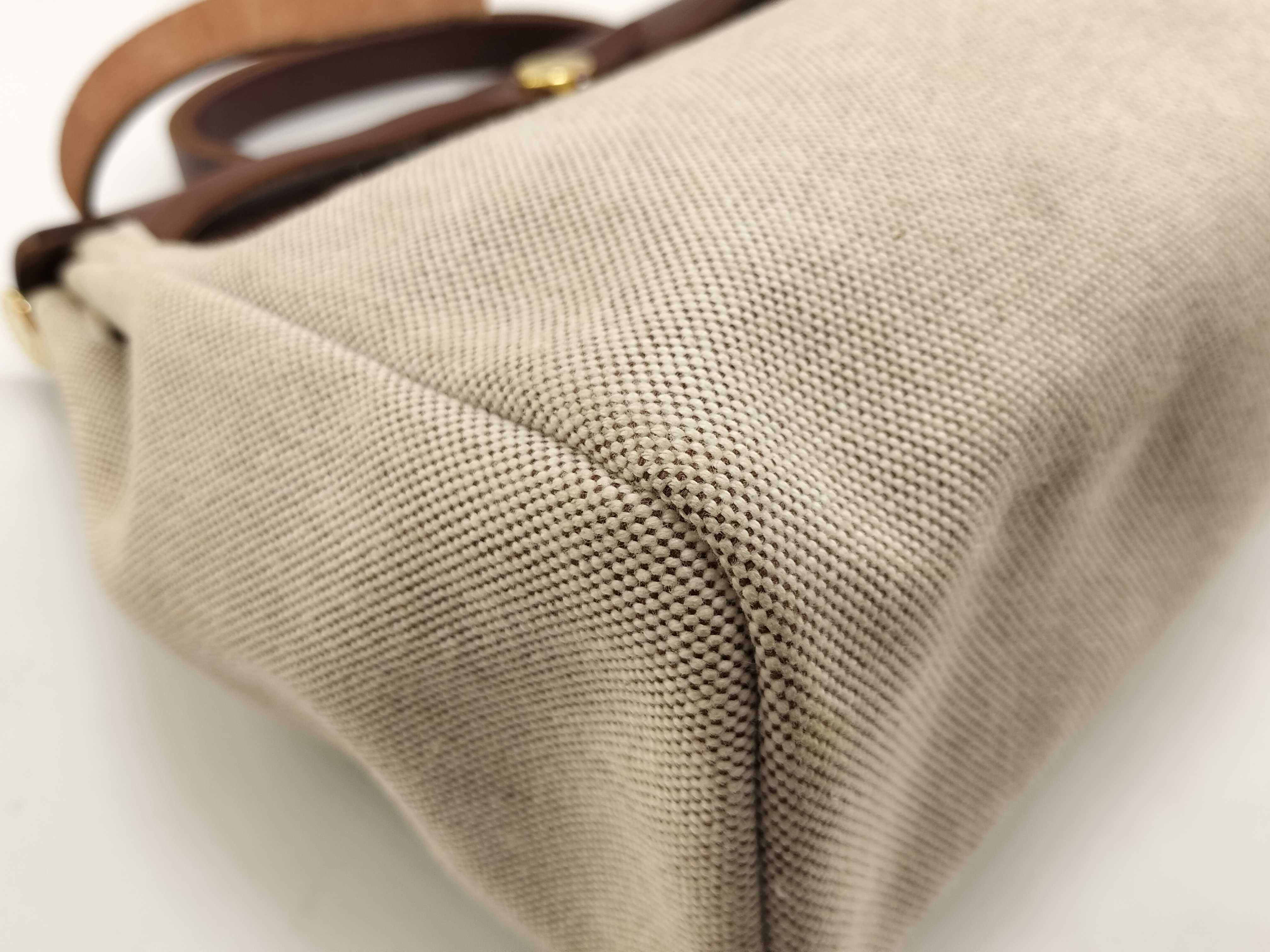 Herbag Canvas x Leather Herbag Brown Gold Hardware ?E Handbag — view 9