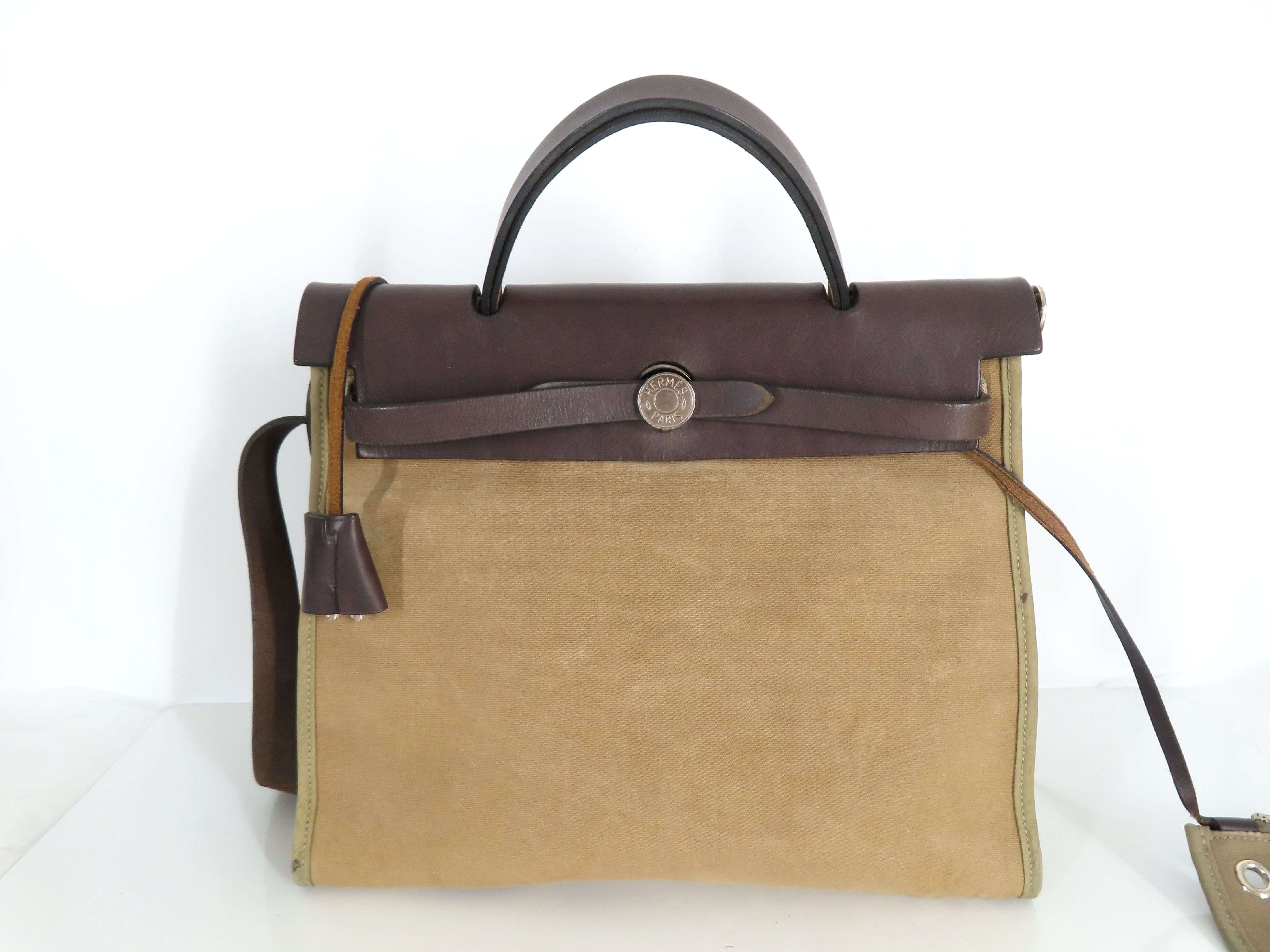 Herbag VN - Herbag Zip PM Toile Officier x Vache Hunter Brown Silver Hardware P Handbag — view 2