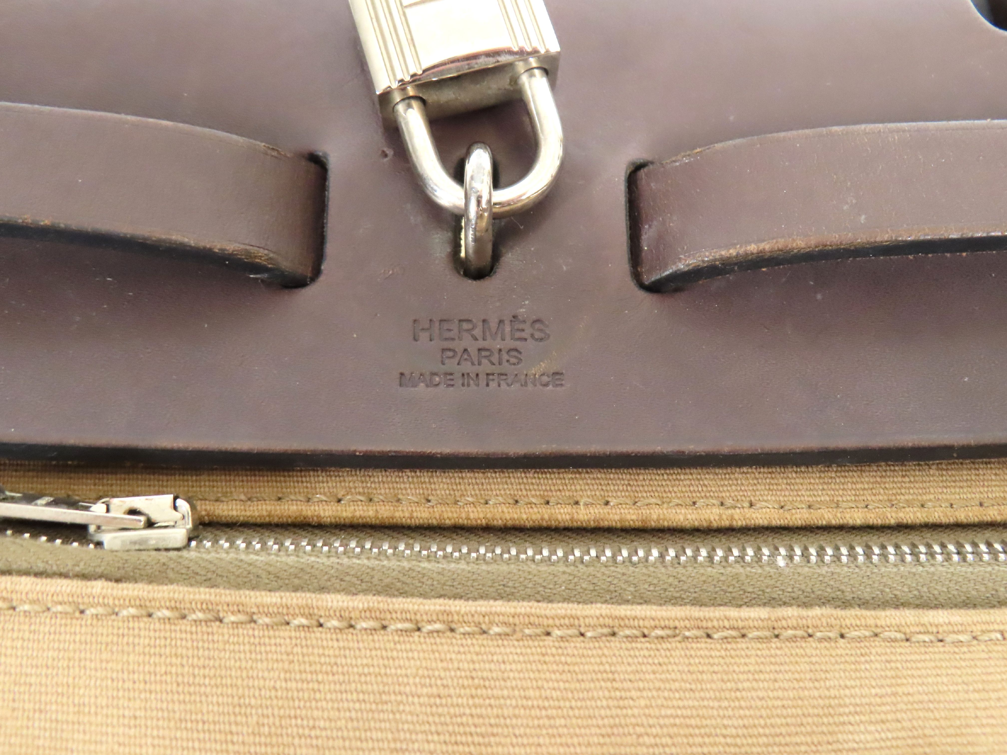 Herbag VN - Herbag Zip PM Toile Officier x Vache Hunter Brown Silver Hardware P Handbag — view 12