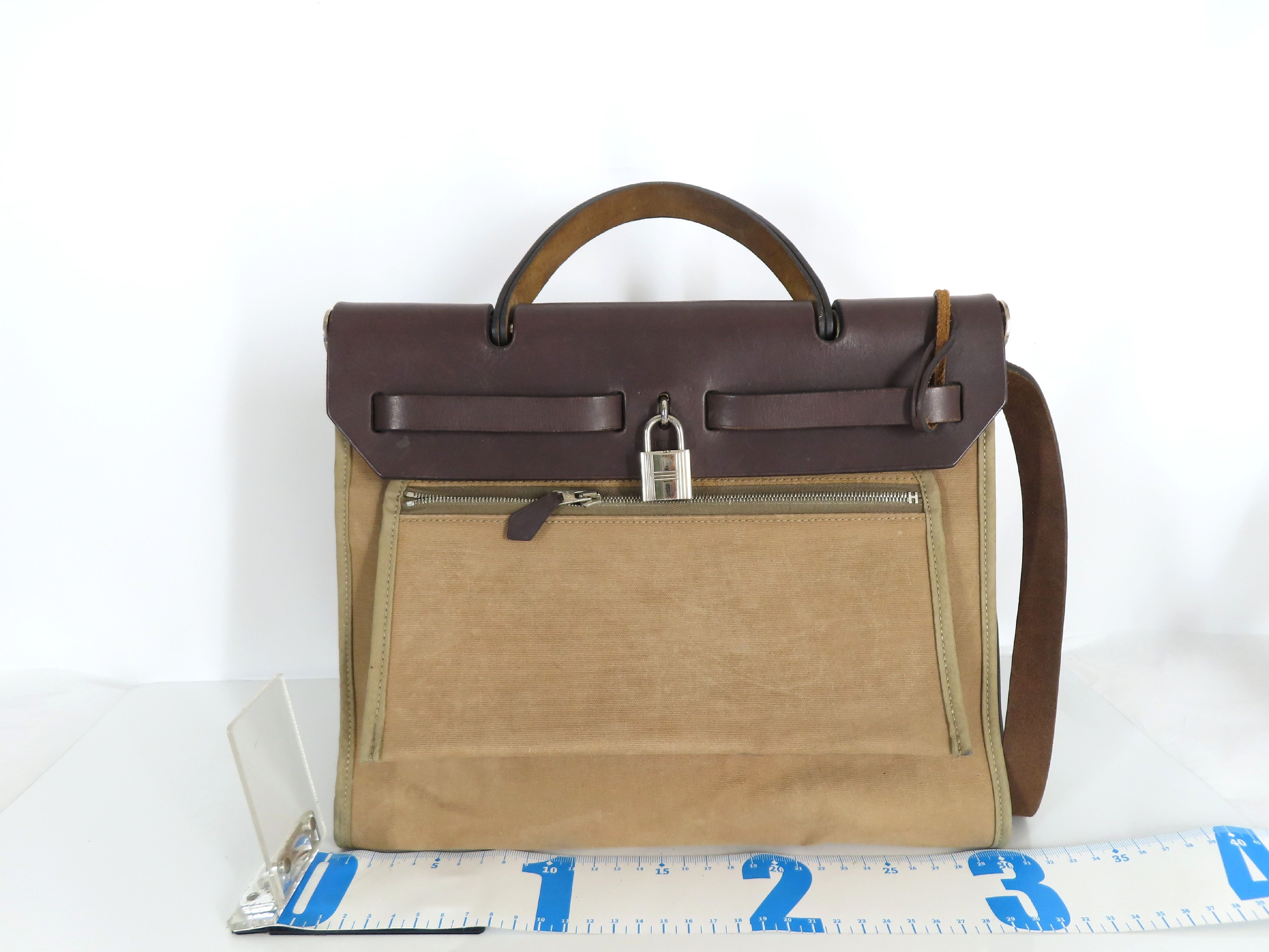 Herbag VN - Herbag Zip PM Toile Officier x Vache Hunter Brown Silver Hardware P Handbag — view 3