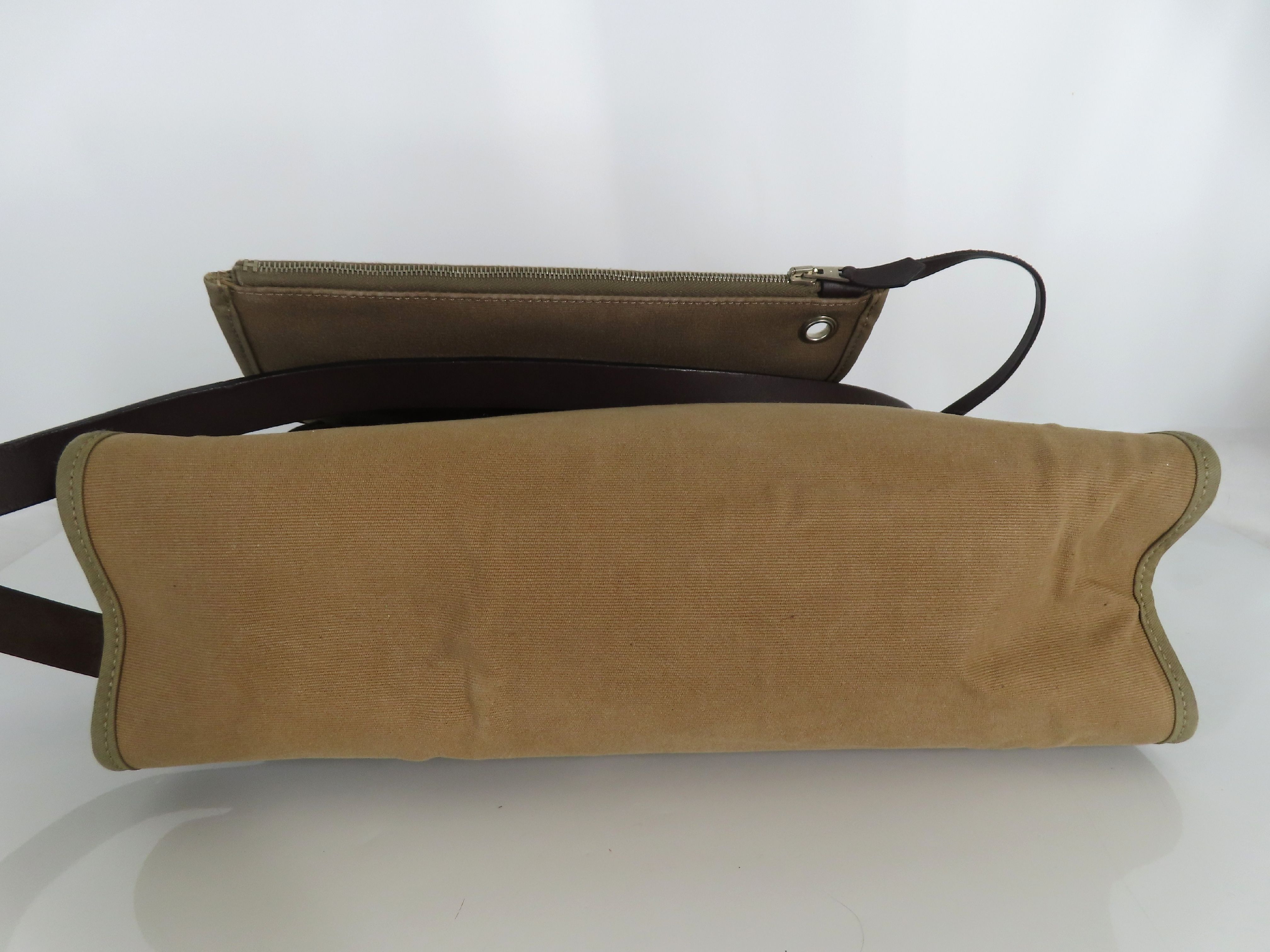 Herbag VN - Herbag Zip PM Toile Officier x Vache Hunter Brown Silver Hardware P Handbag — view 8