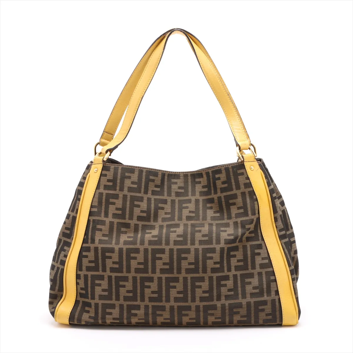 Zucca canvas x leather tote bag brown x yellow 8BR717 — view 2