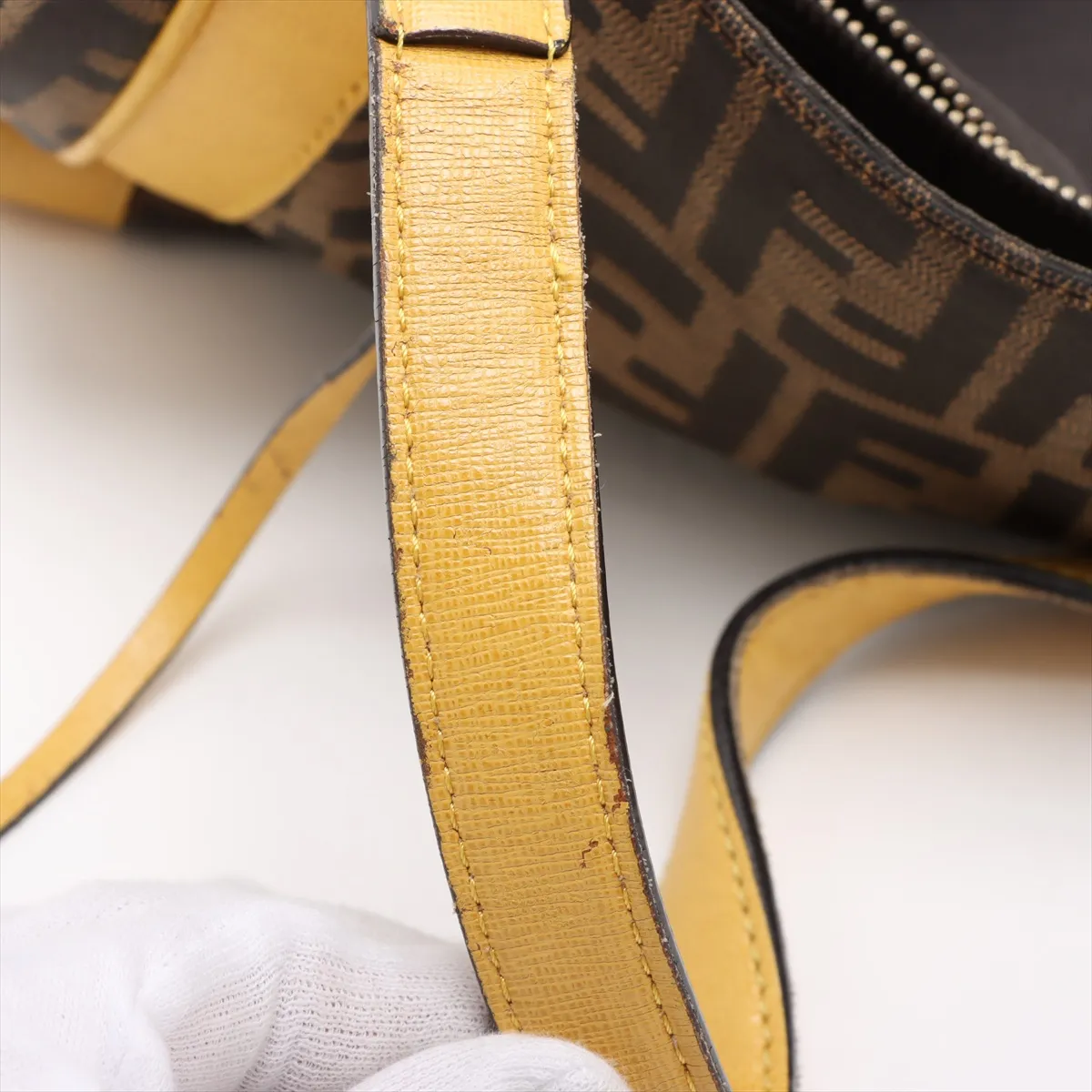 Zucca canvas x leather tote bag brown x yellow 8BR717 — view 11