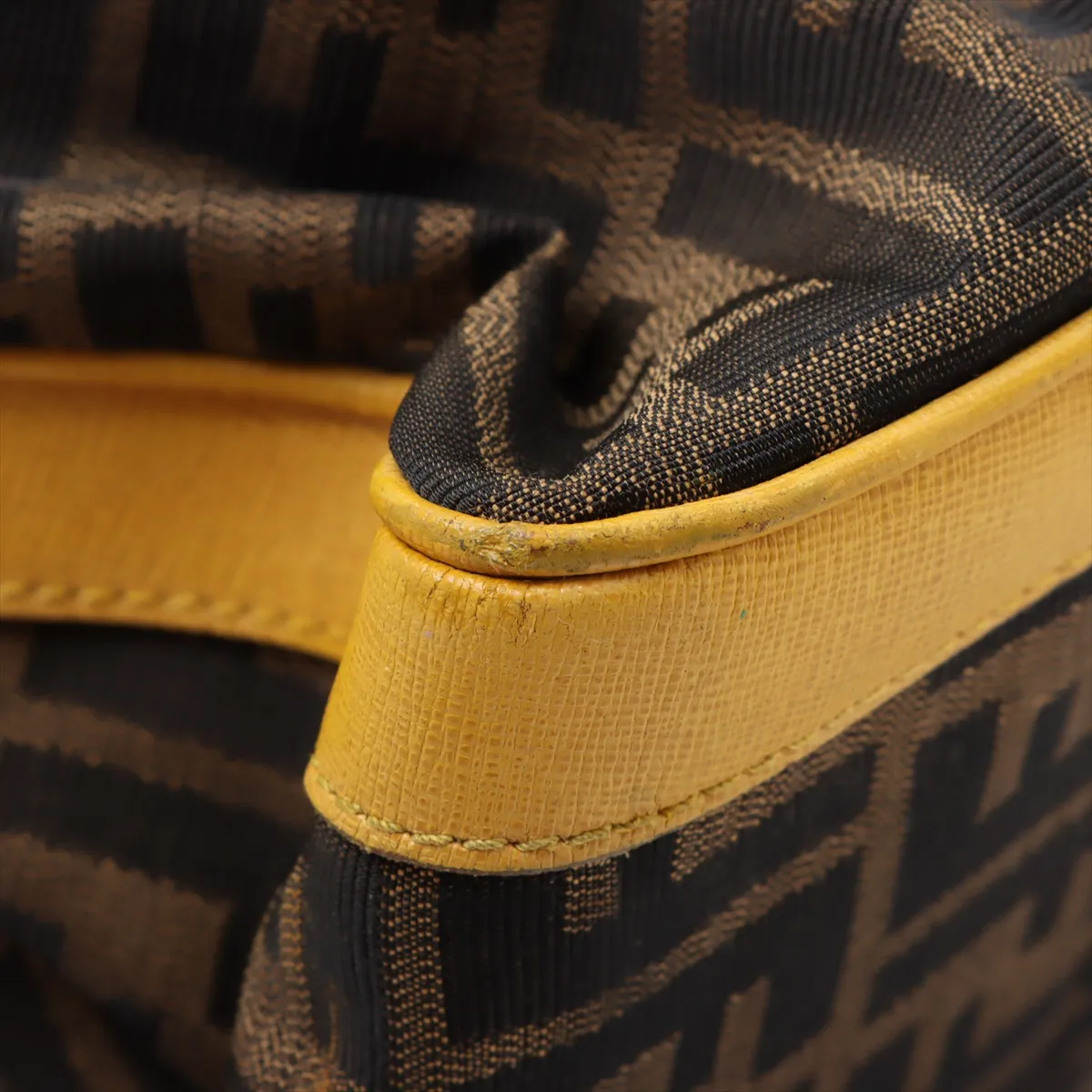Zucca canvas x leather tote bag brown x yellow 8BR717 — view 14