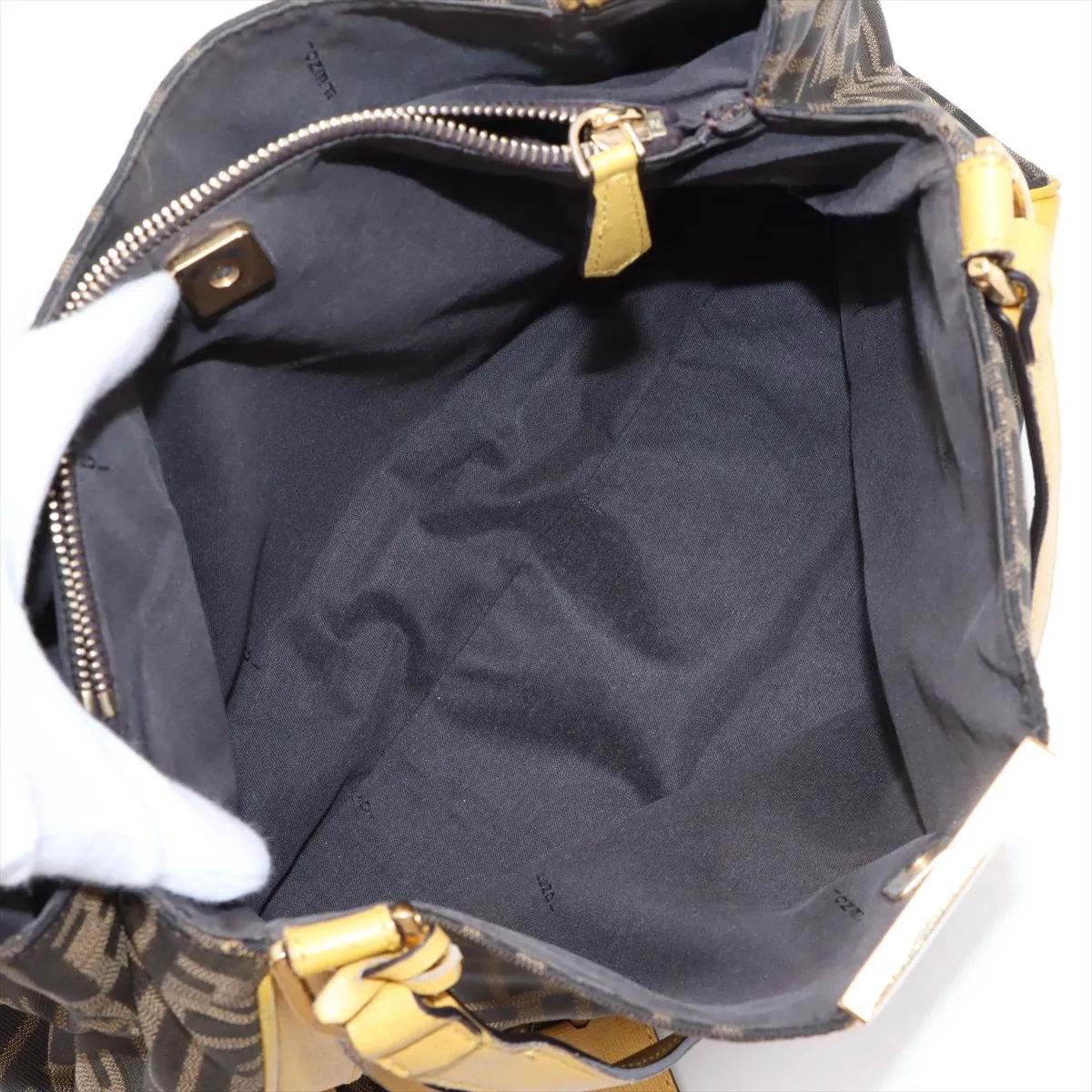 Zucca canvas x leather tote bag brown x yellow 8BR717 — view 7