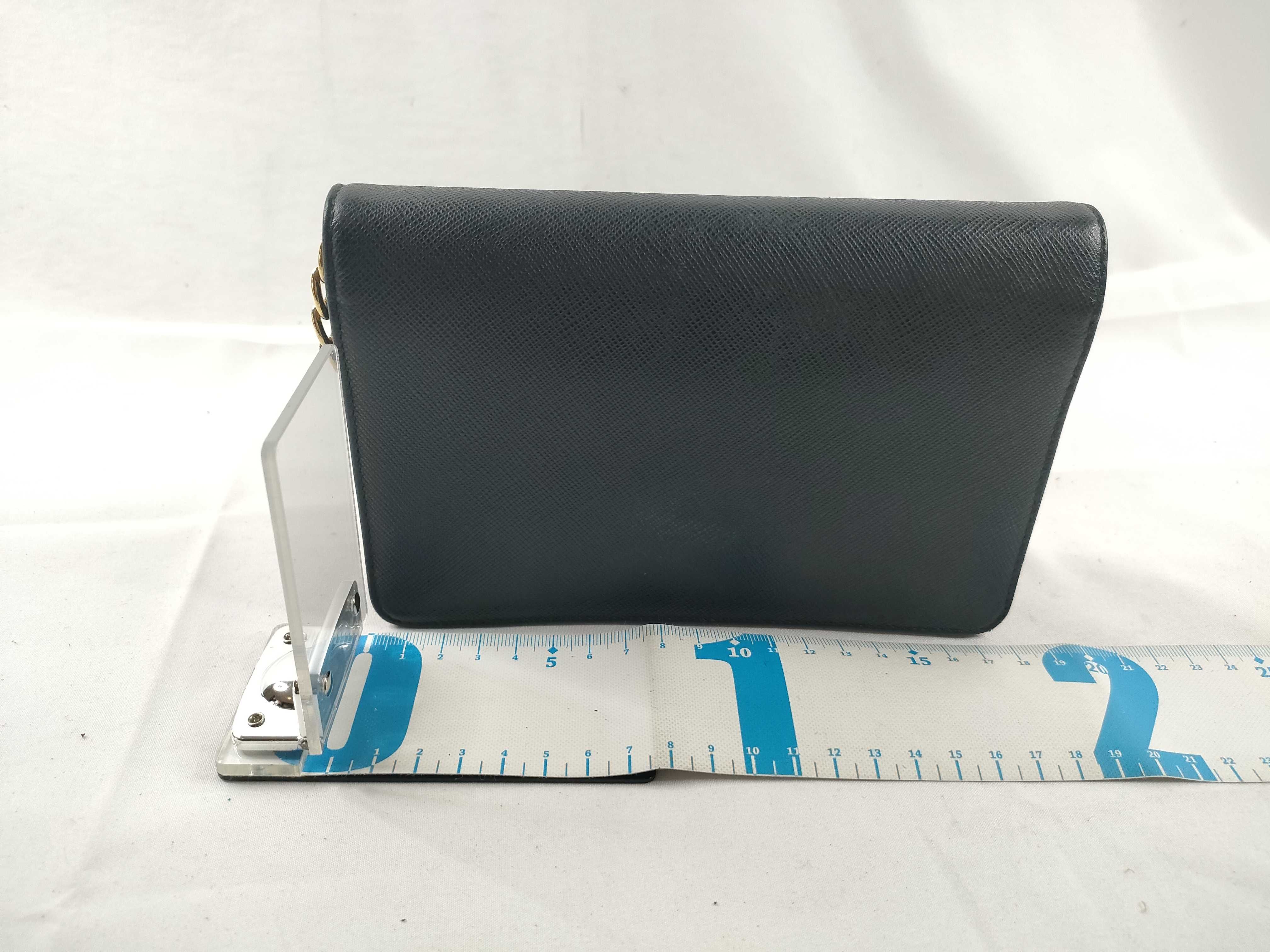 MY- Saffiano Lux Leather Chain Wallet Black 1BP006 - Grade B Shoulder Bag — view 2