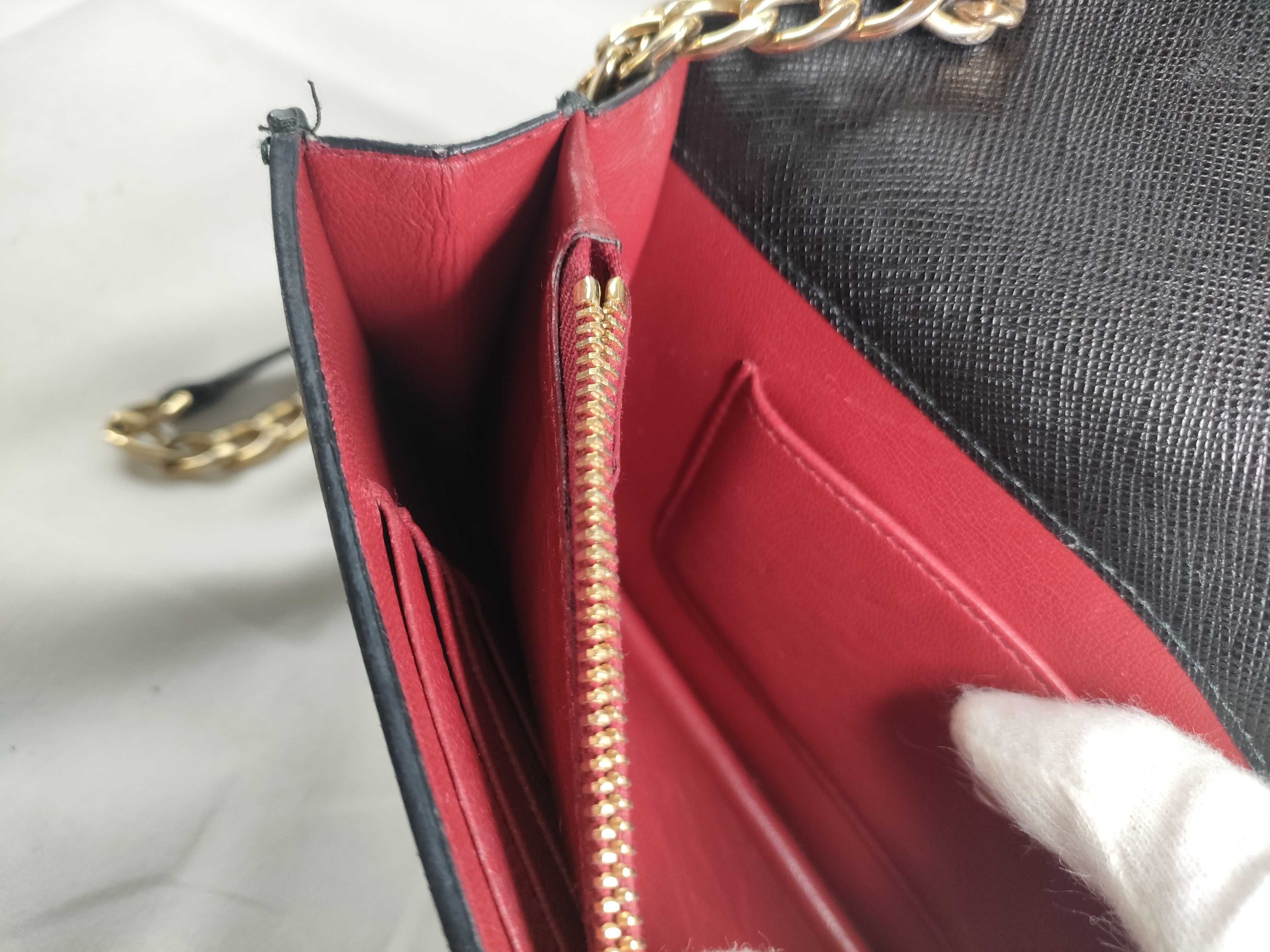 MY- Saffiano Lux Leather Chain Wallet Black 1BP006 - Grade B Shoulder Bag — view 11