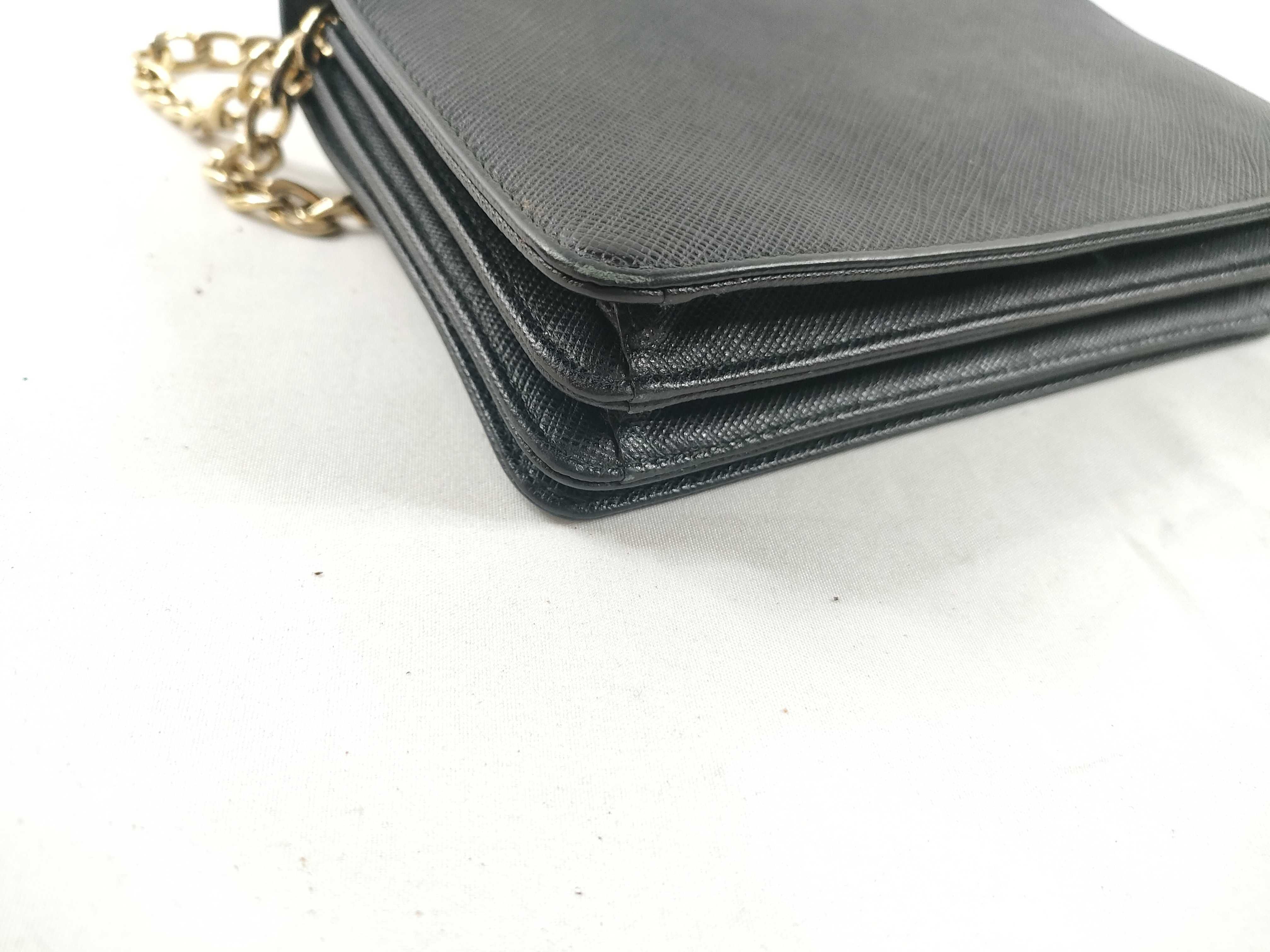 MY- Saffiano Lux Leather Chain Wallet Black 1BP006 - Grade B Shoulder Bag — view 3
