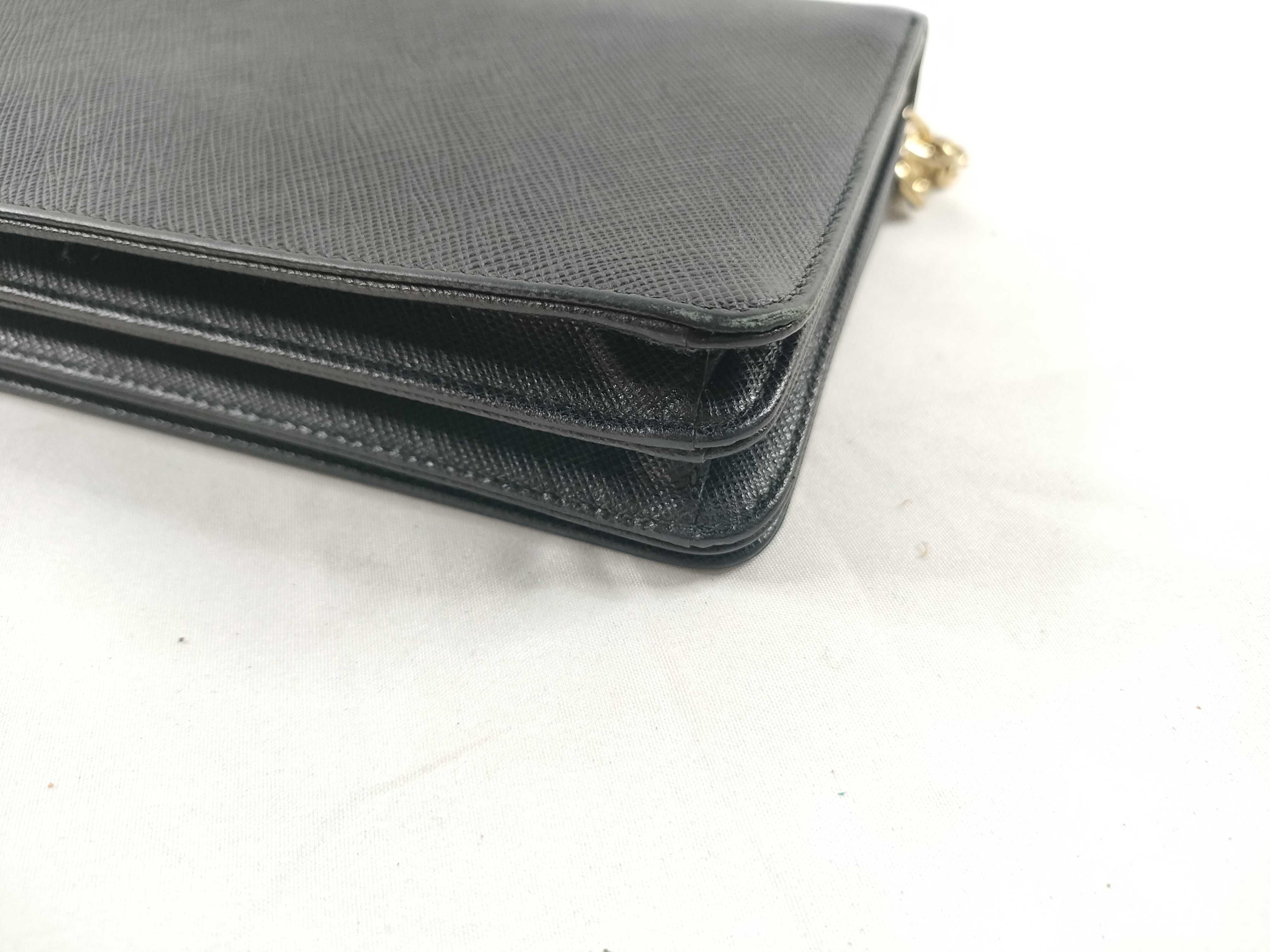 MY- Saffiano Lux Leather Chain Wallet Black 1BP006 - Grade B Shoulder Bag — view 5