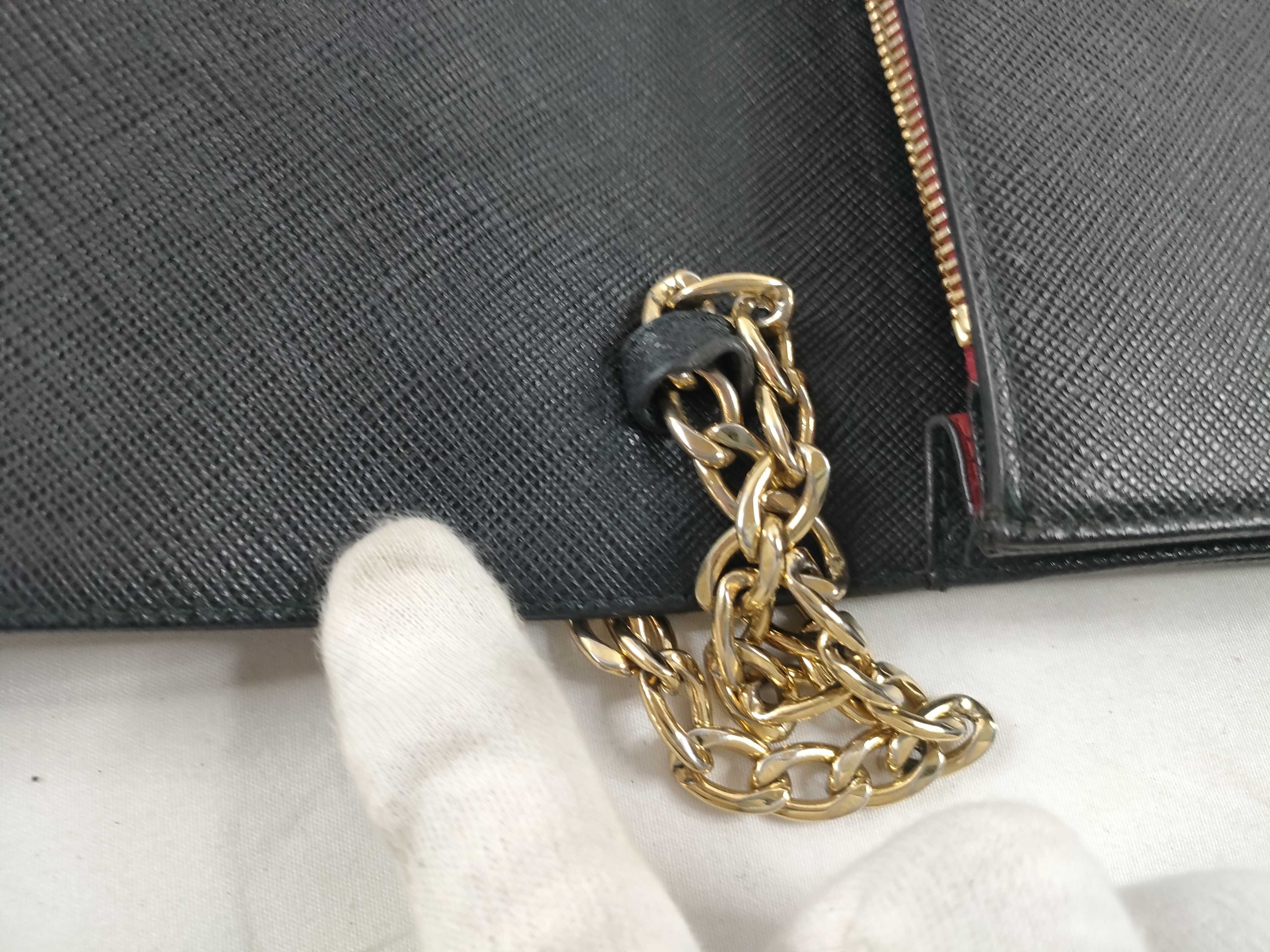 MY- Saffiano Lux Leather Chain Wallet Black 1BP006 - Grade B Shoulder Bag — view 9