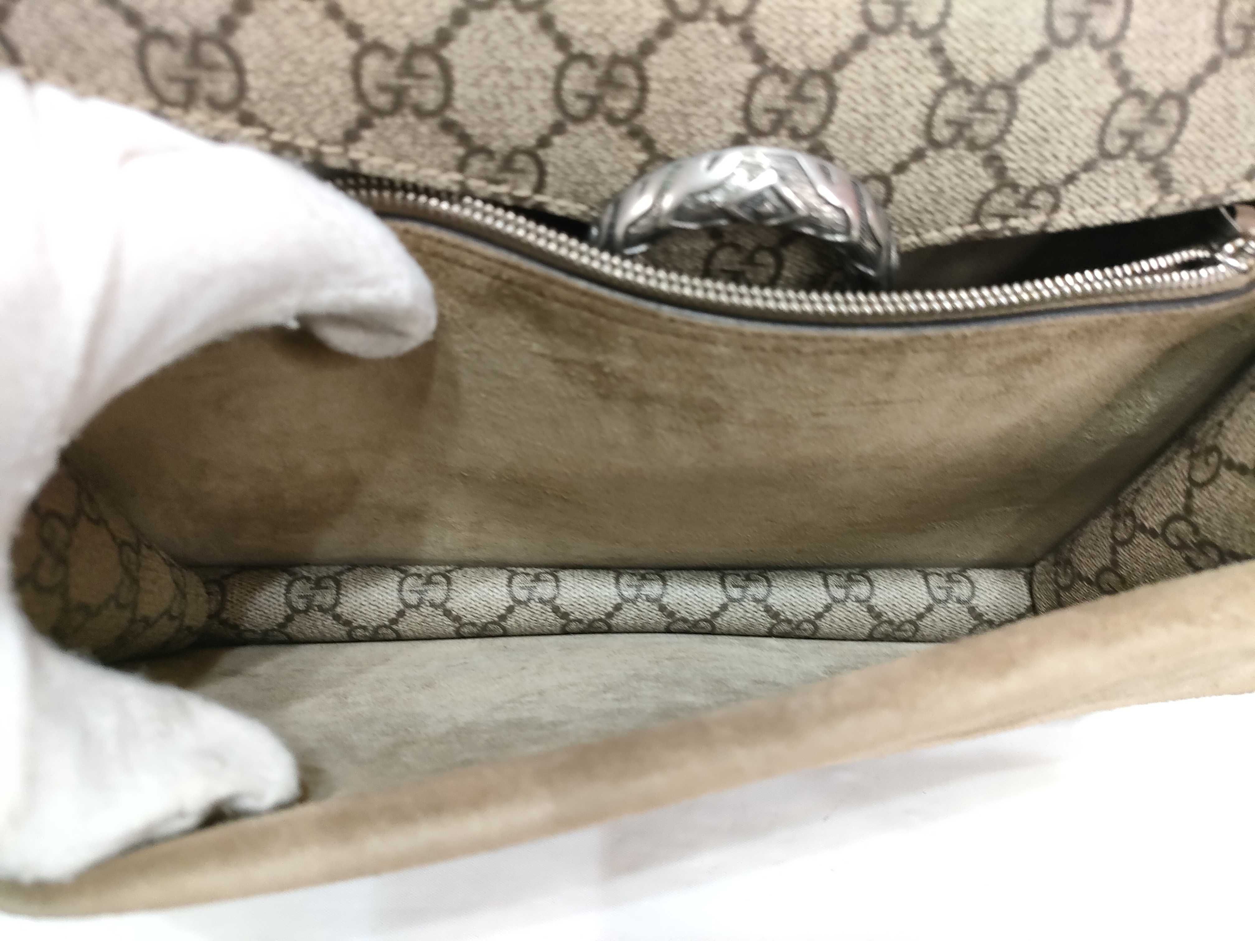 GG Supreme Dionysus PVC x Suede Chain Shoulder Bag, Beige, 400249 (Shoulder Bag) — view 15