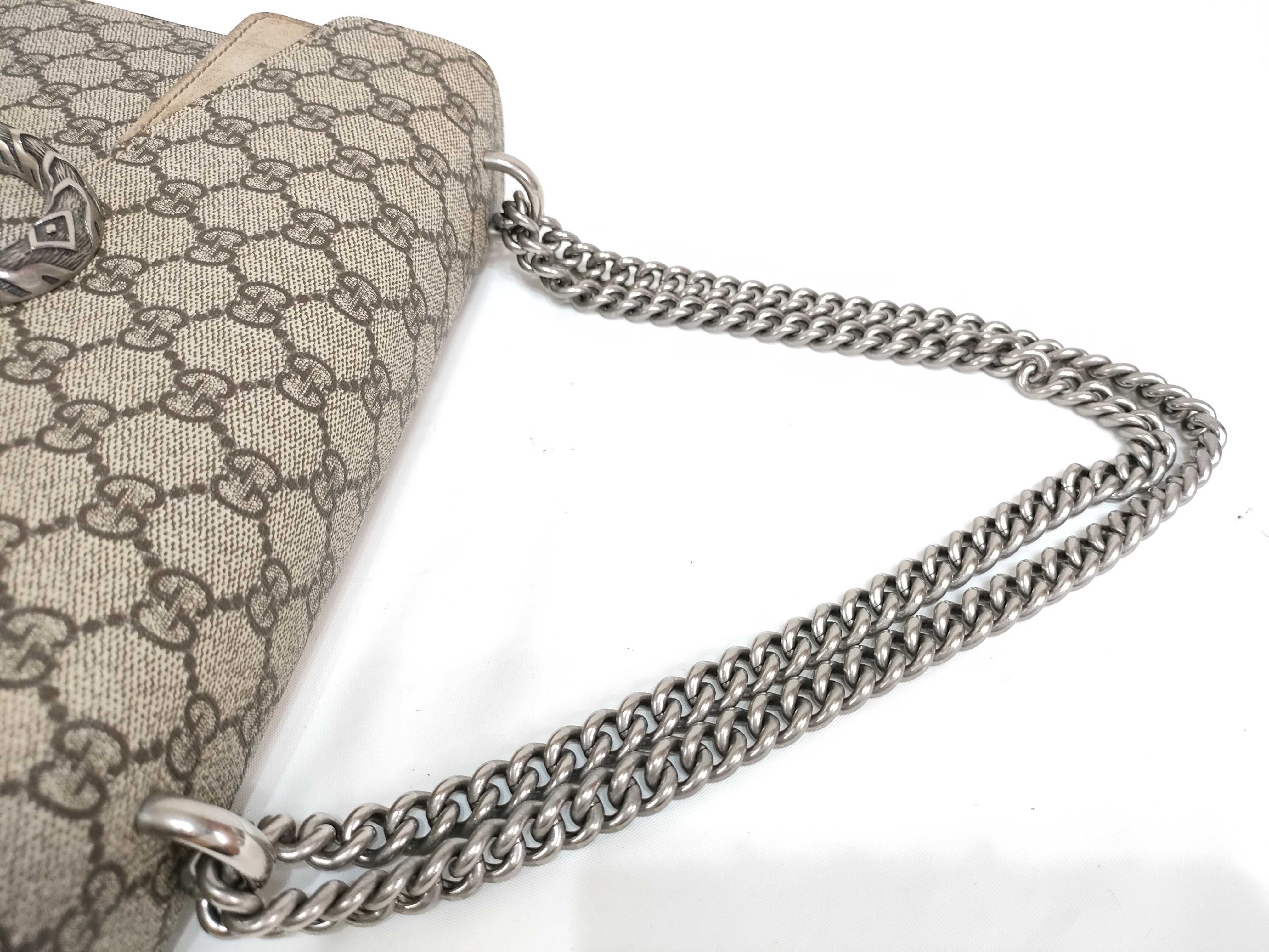 GG Supreme Dionysus PVC x Suede Chain Shoulder Bag, Beige, 400249 (Shoulder Bag) — view 3
