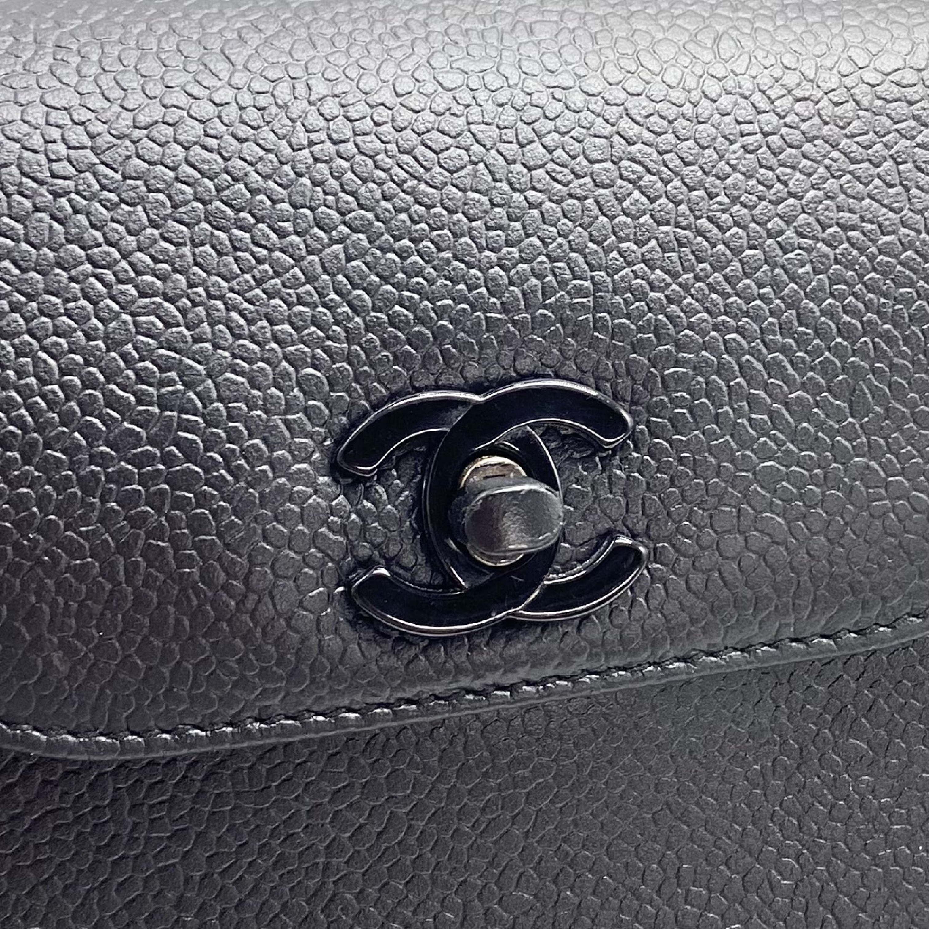 Coco Mark Turnlock Caviar Skin Handbag — view 7