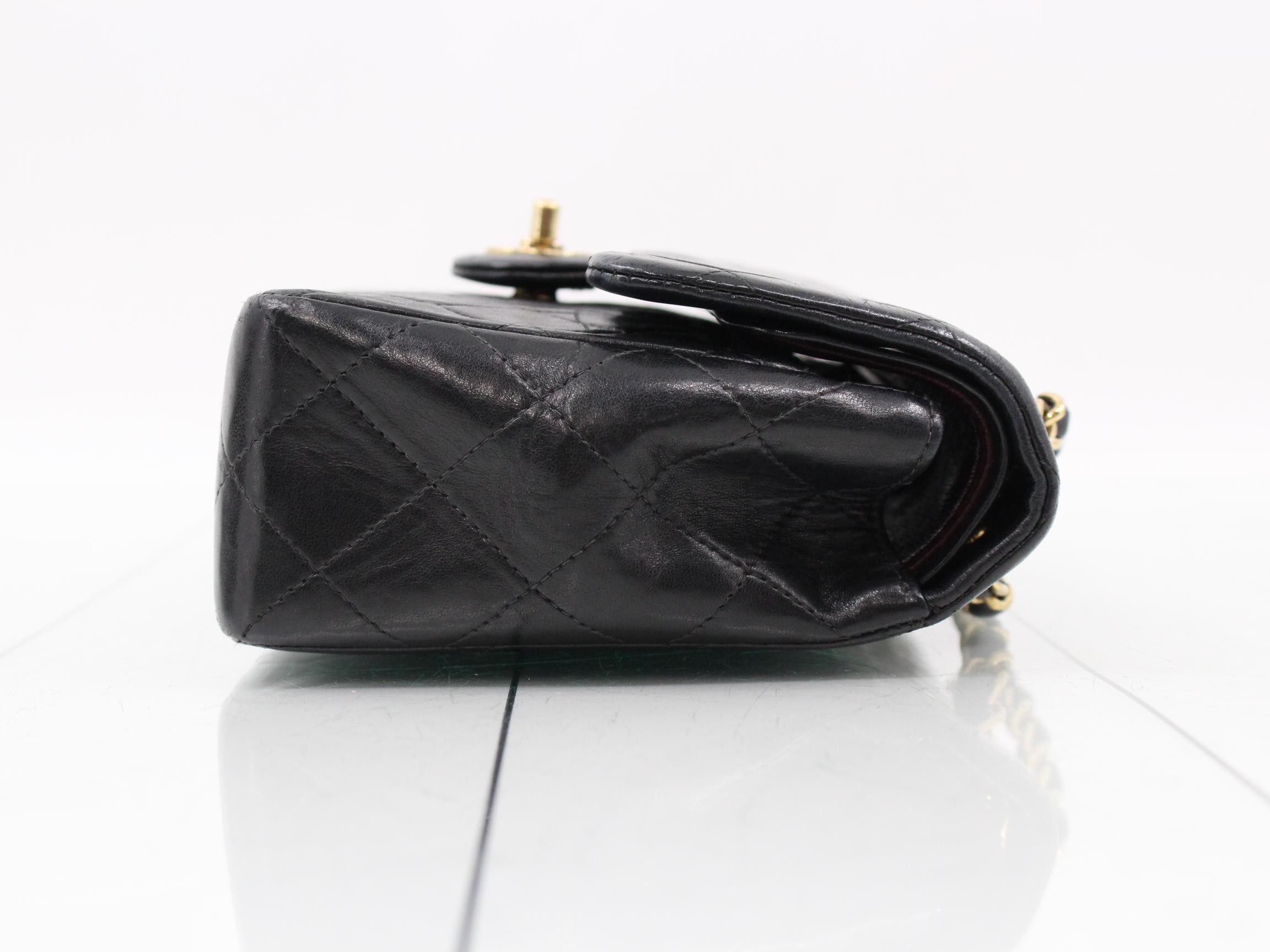 Matelassé 23 Double Chain Shoulder Bag, Double Flap, Lambskin, Black, Series 7, W23cm — view 3