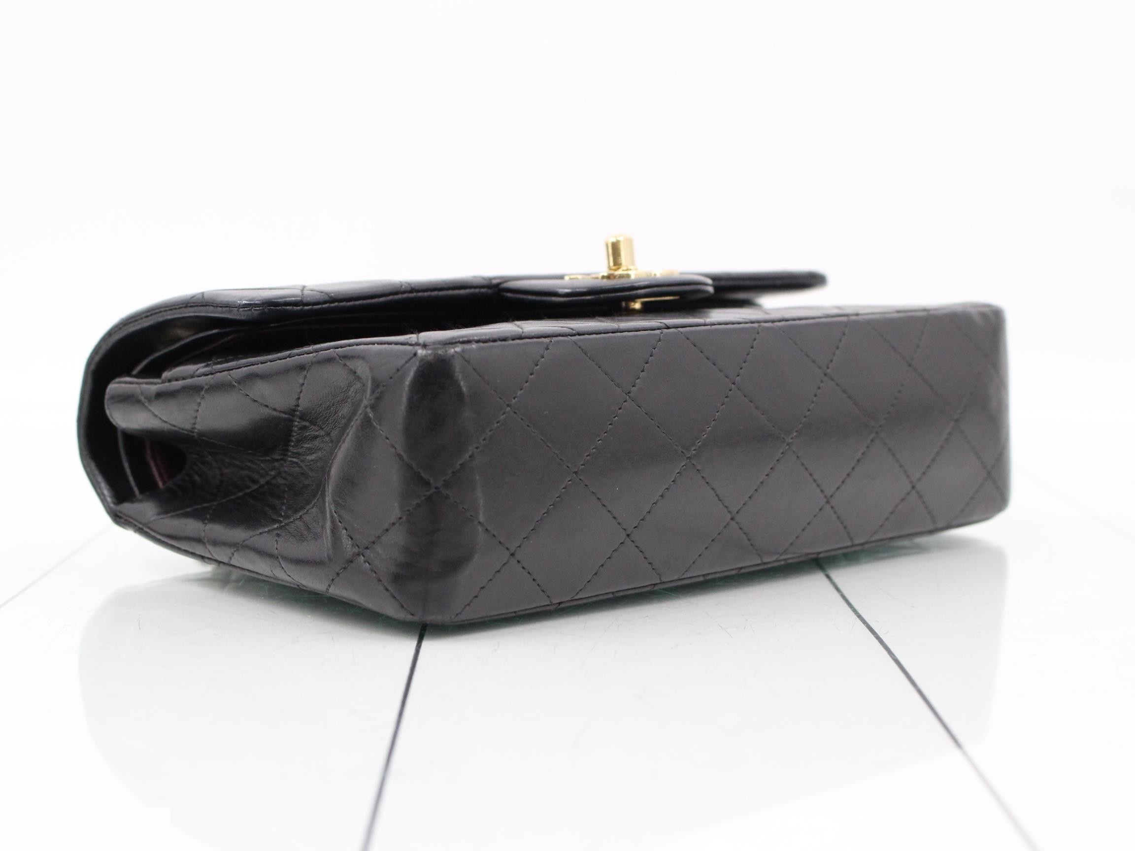 Matelassé 23 Double Chain Shoulder Bag, Double Flap, Lambskin, Black, Series 7, W23cm — view 5
